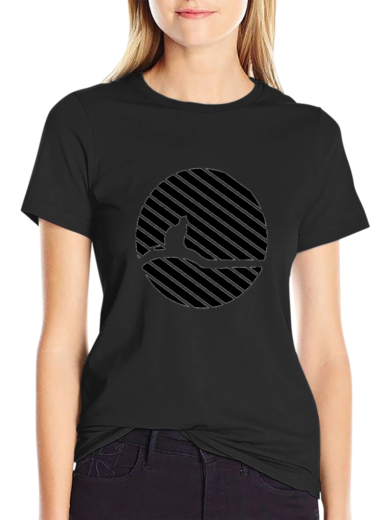 Black Cat on Branch Graphic Tee