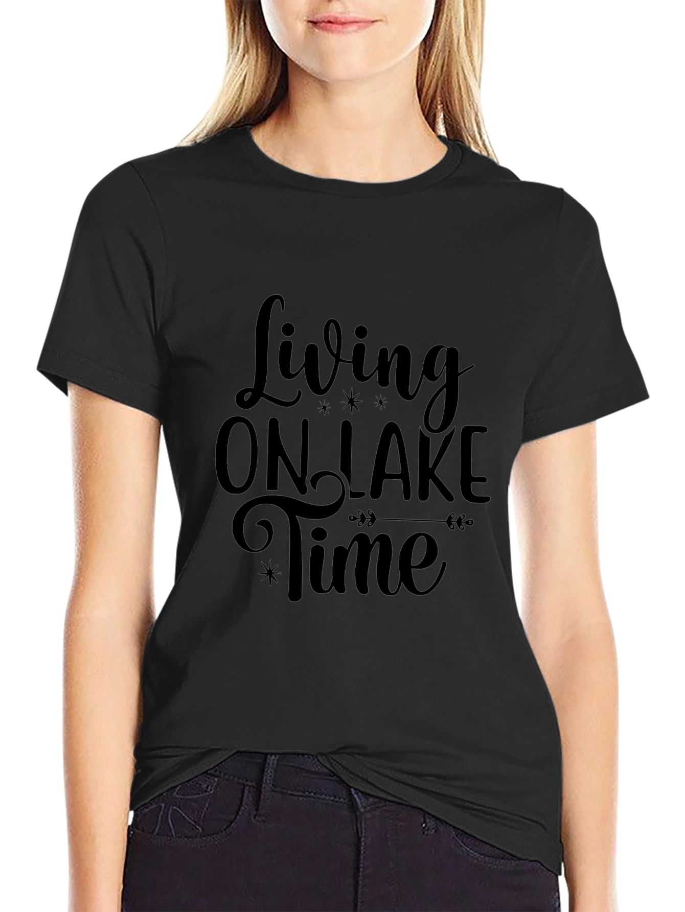 Living On Lake Time Graphic Tee - Black