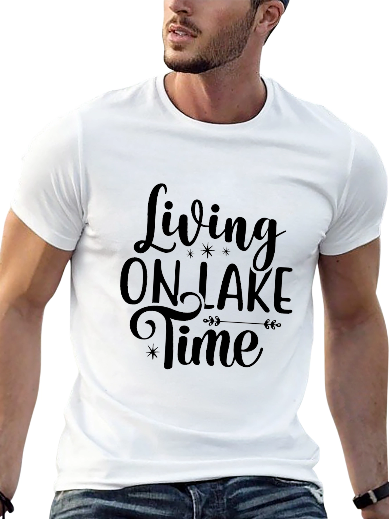Living On Lake Time Graphic Tee - Black
