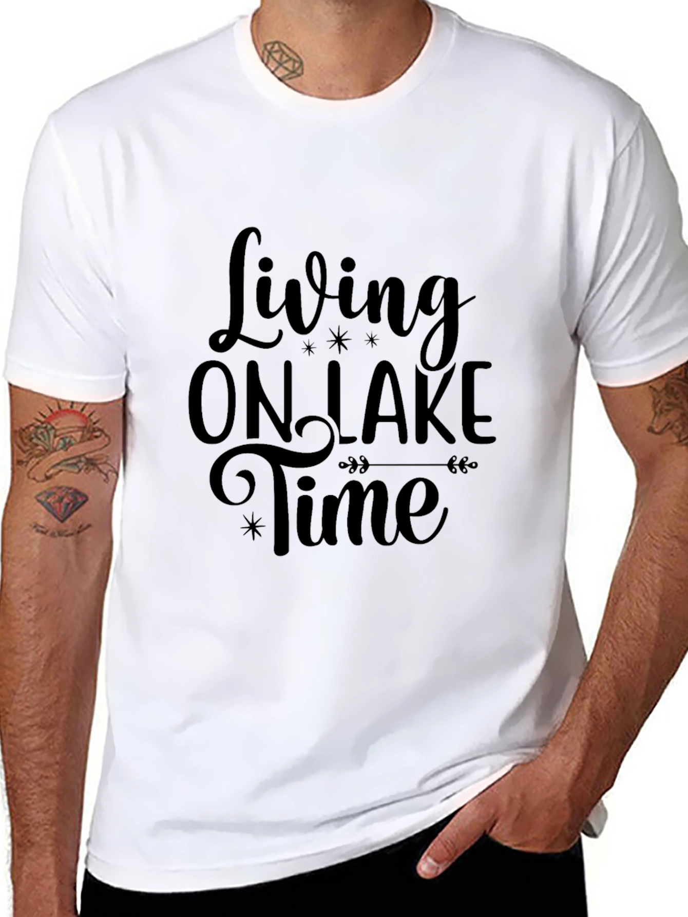 Living On Lake Time Graphic Tee - Black