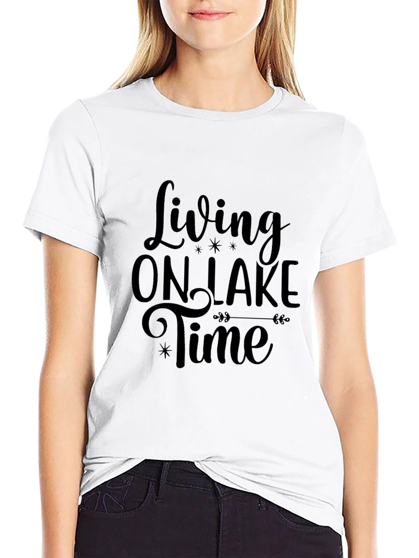 Living On Lake Time Graphic Tee - Black