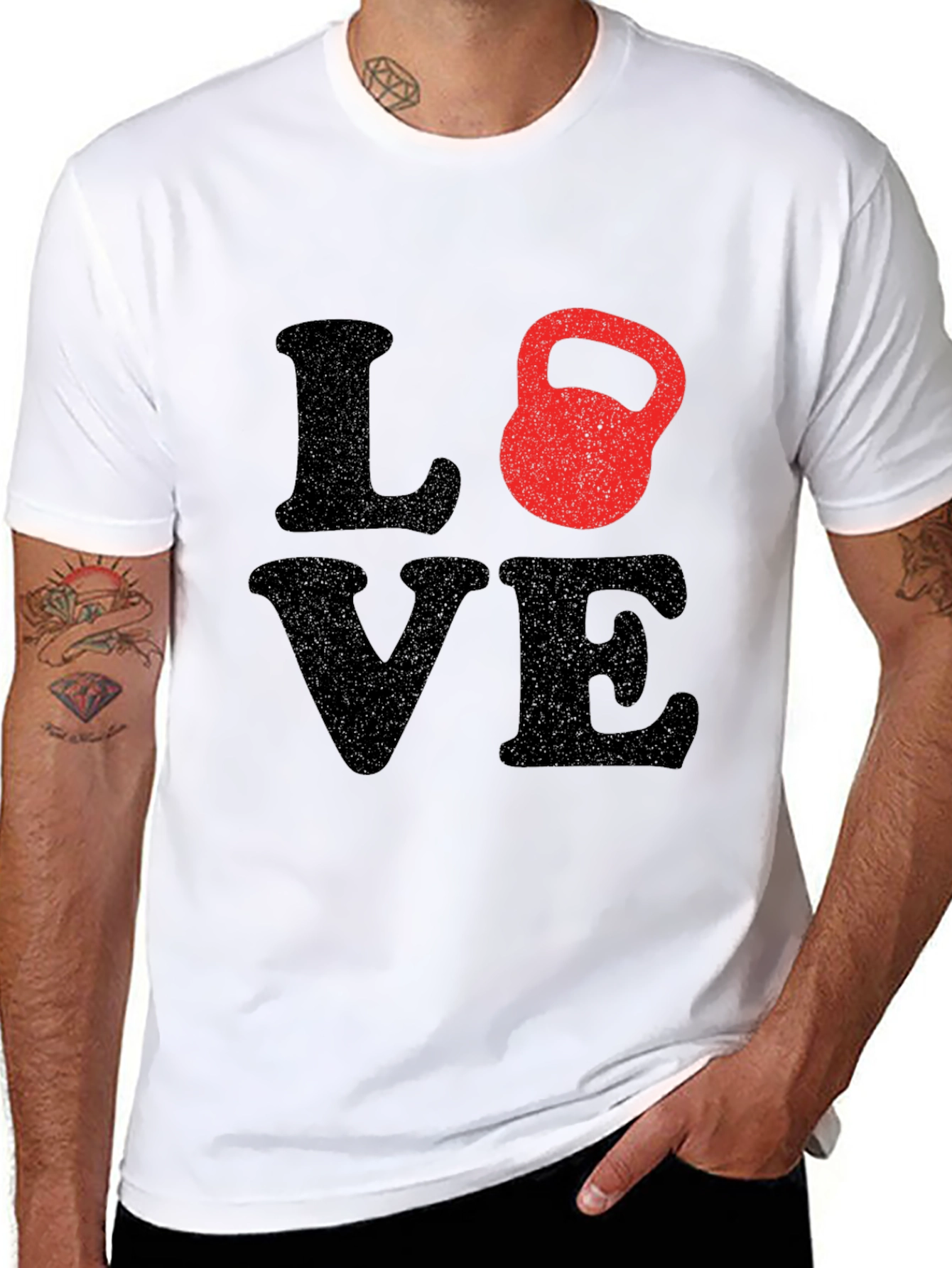 Love Kettlebell Black T-Shirt Workout Gym Fitness Tee