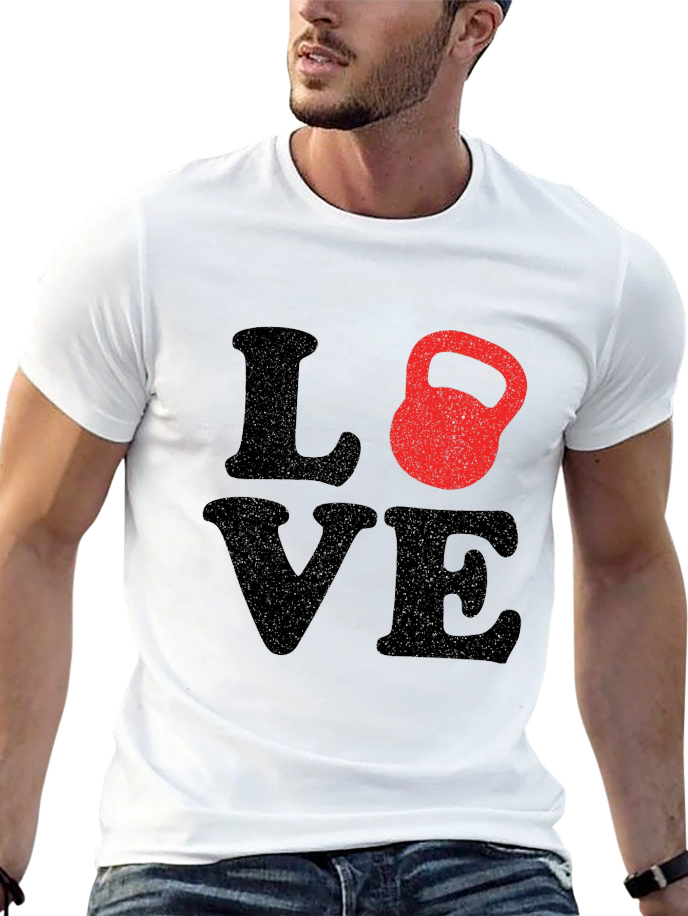 Love Kettlebell Black T-Shirt Workout Gym Fitness Tee