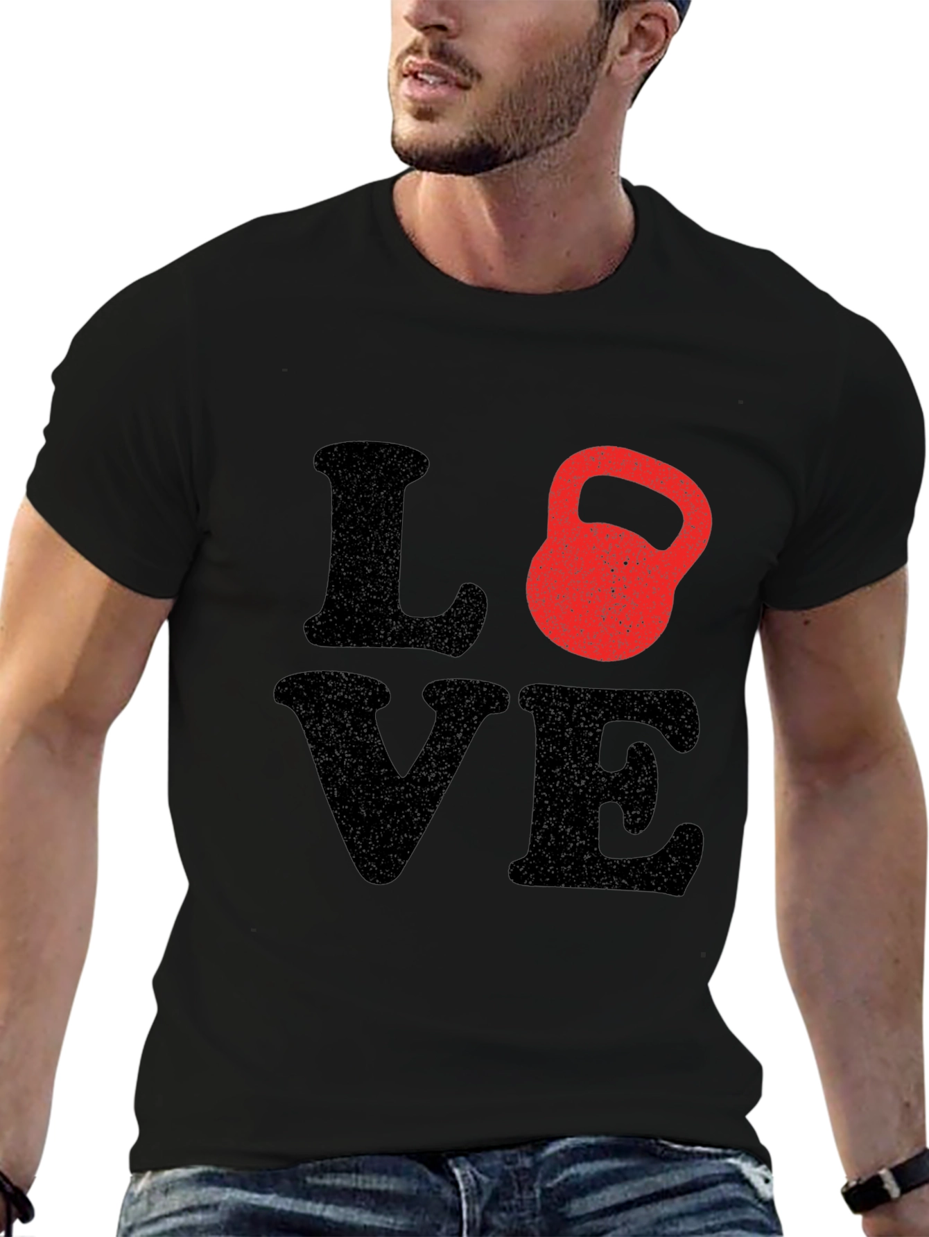 Love Kettlebell Black T-Shirt Workout Gym Fitness Tee
