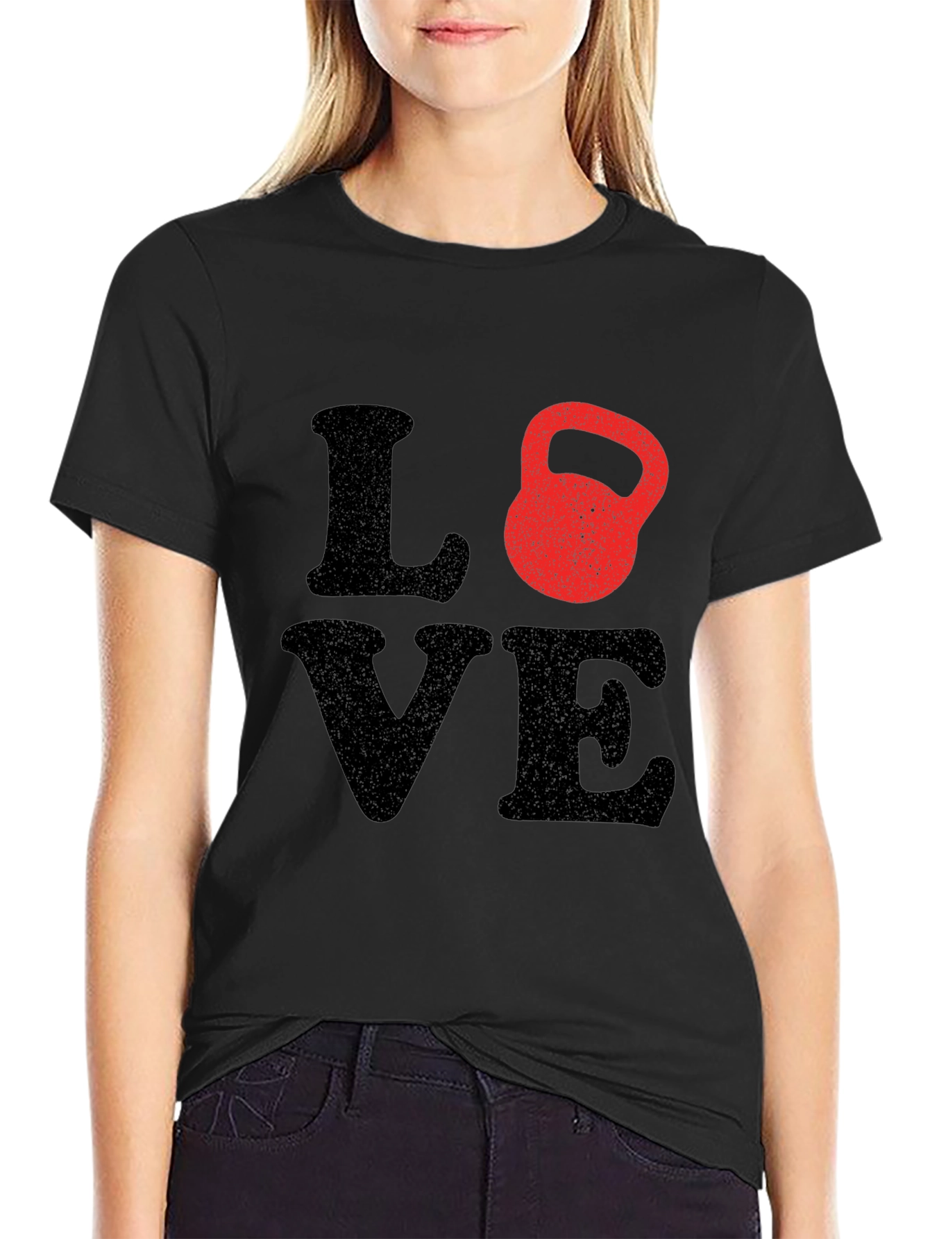 Love Kettlebell Black T-Shirt Workout Gym Fitness Tee