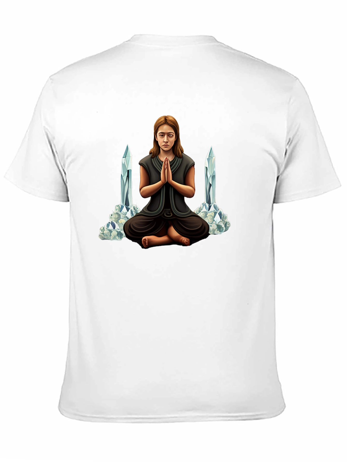 Meditating Woman with Crystals Graphic Tee