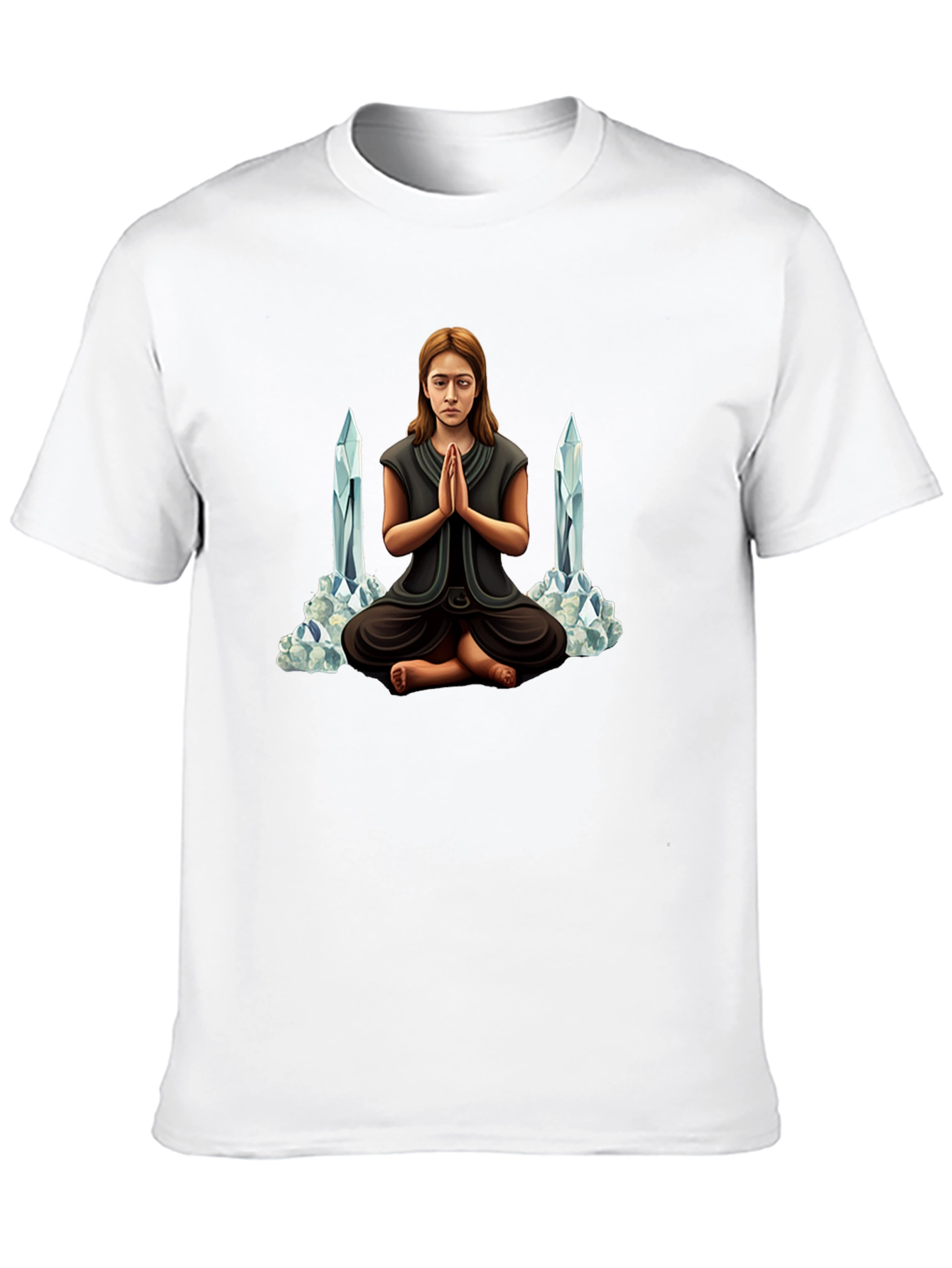 Meditating Woman with Crystals Graphic Tee