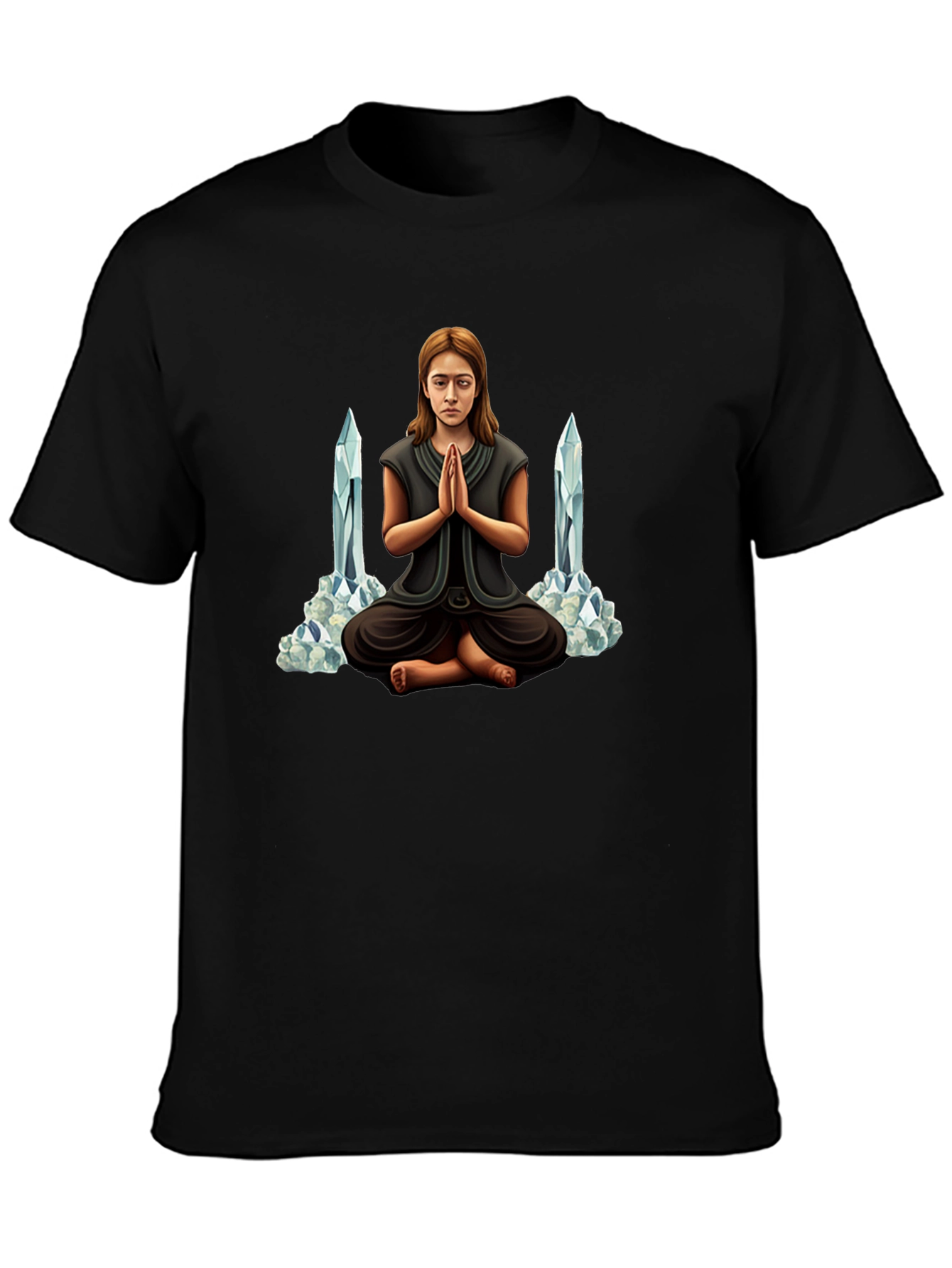 Meditating Woman with Crystals Graphic Tee