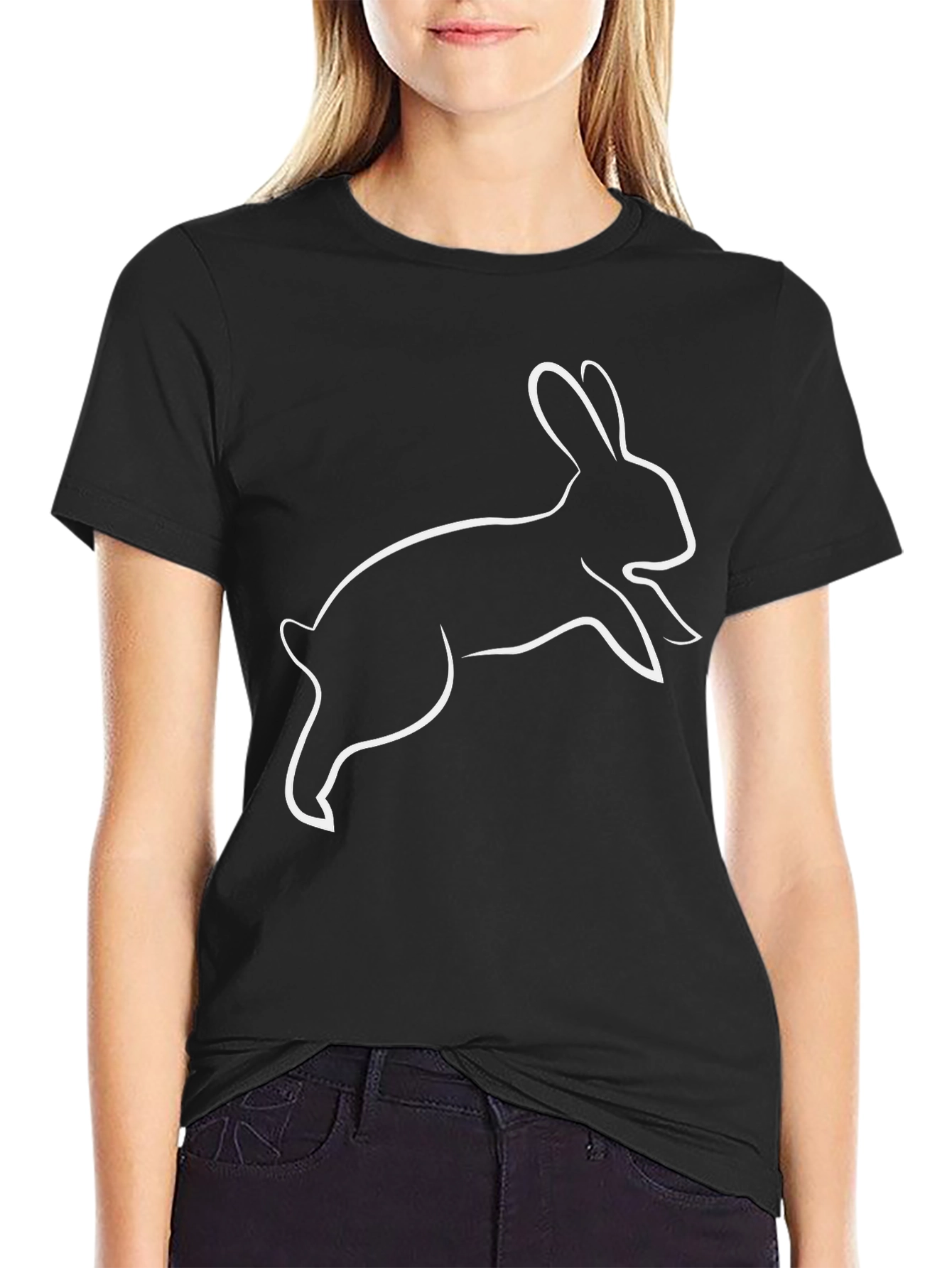 Rabbit Outline Graphic Tee - Mens Black T-Shirt