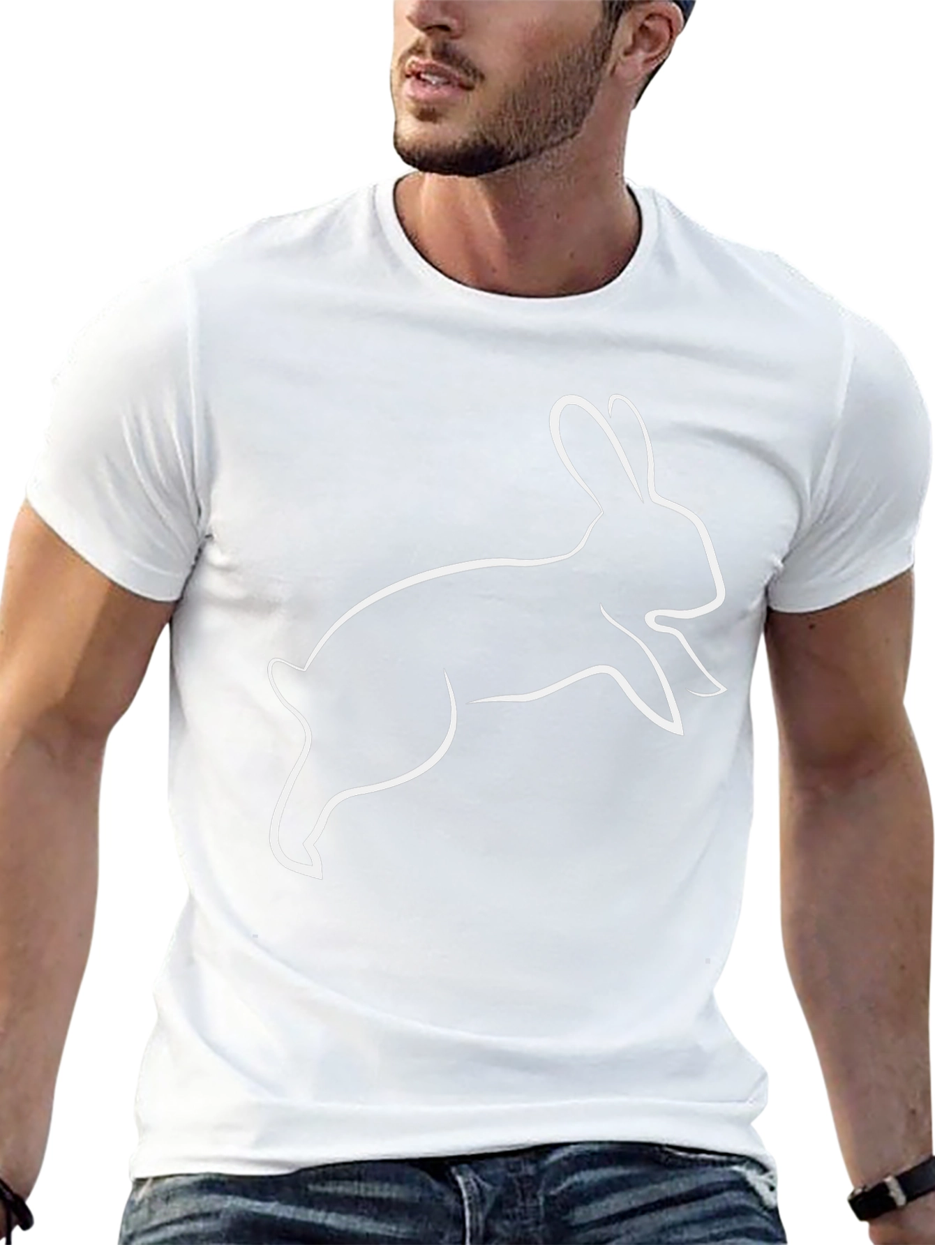 Rabbit Outline Graphic Tee - Mens Black T-Shirt