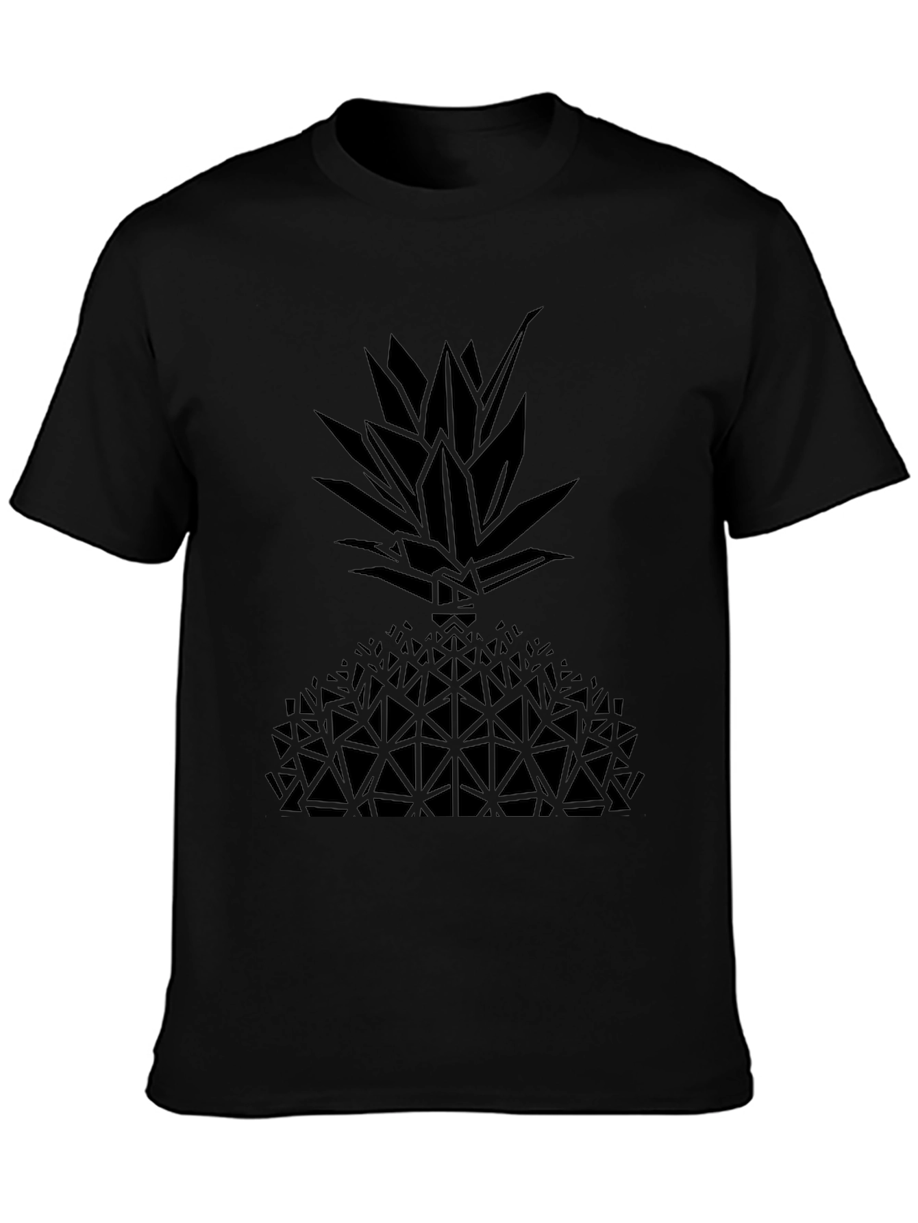 Geometric Pineapple Graphic Tee - Black