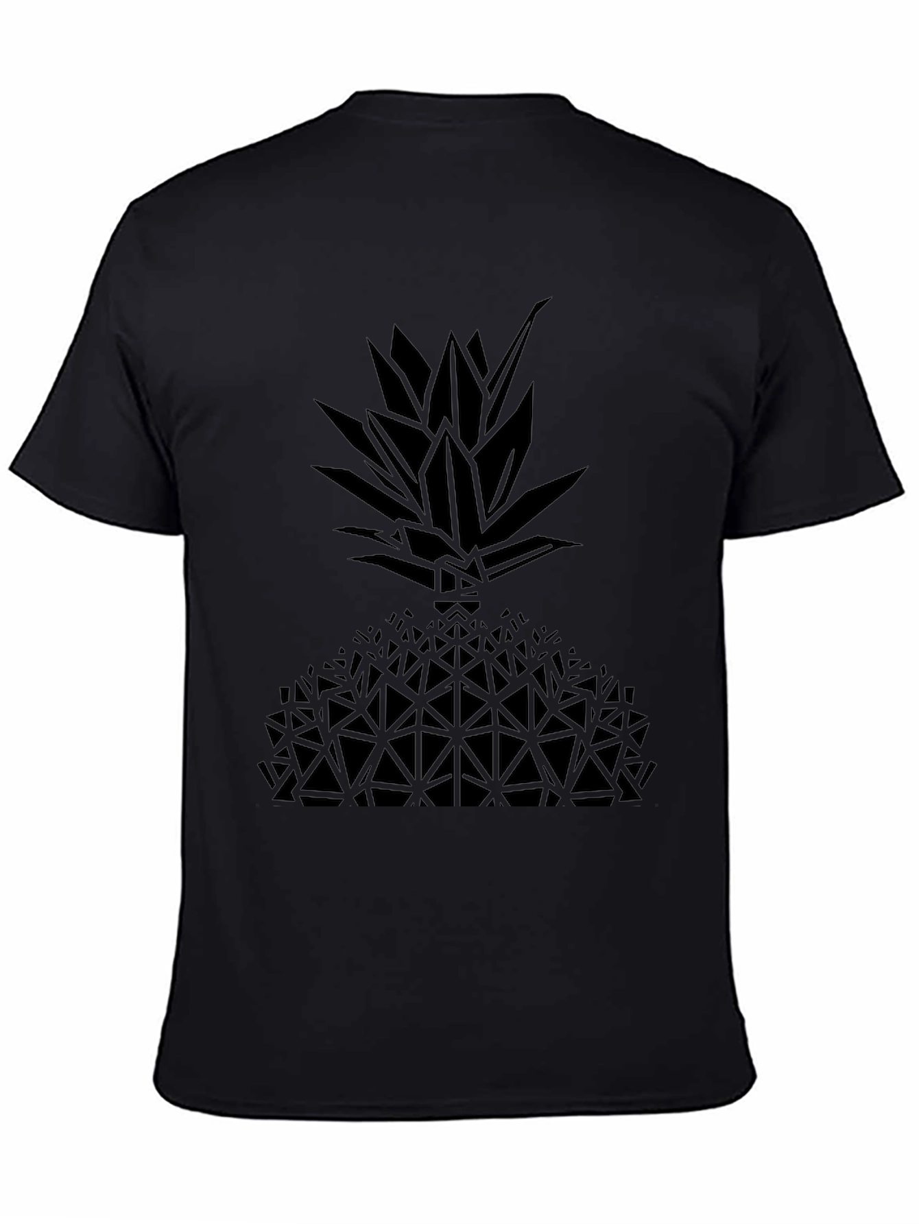 Geometric Pineapple Graphic Tee - Black