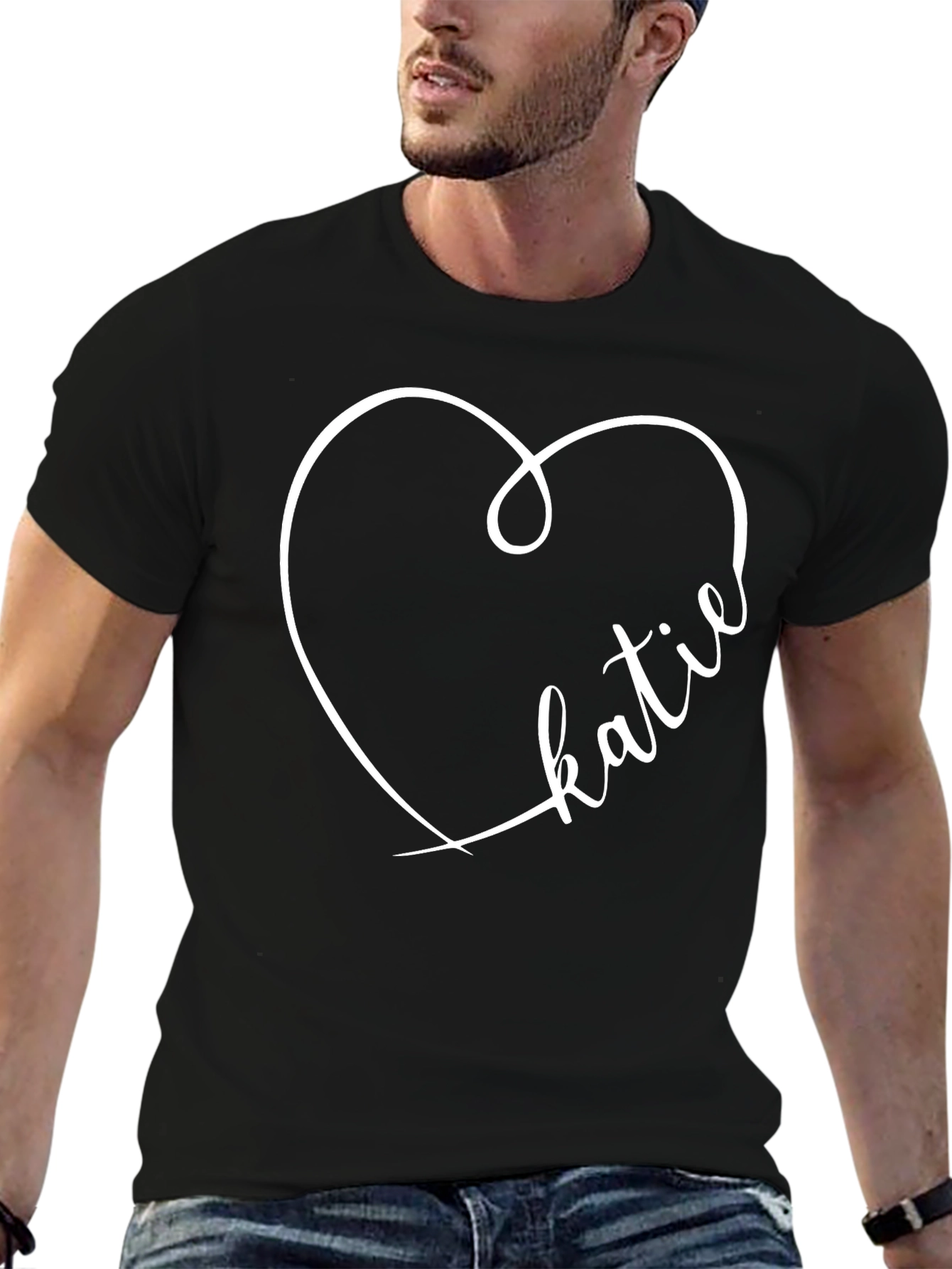 Heart Katie T-Shirt Black Casual Tee
