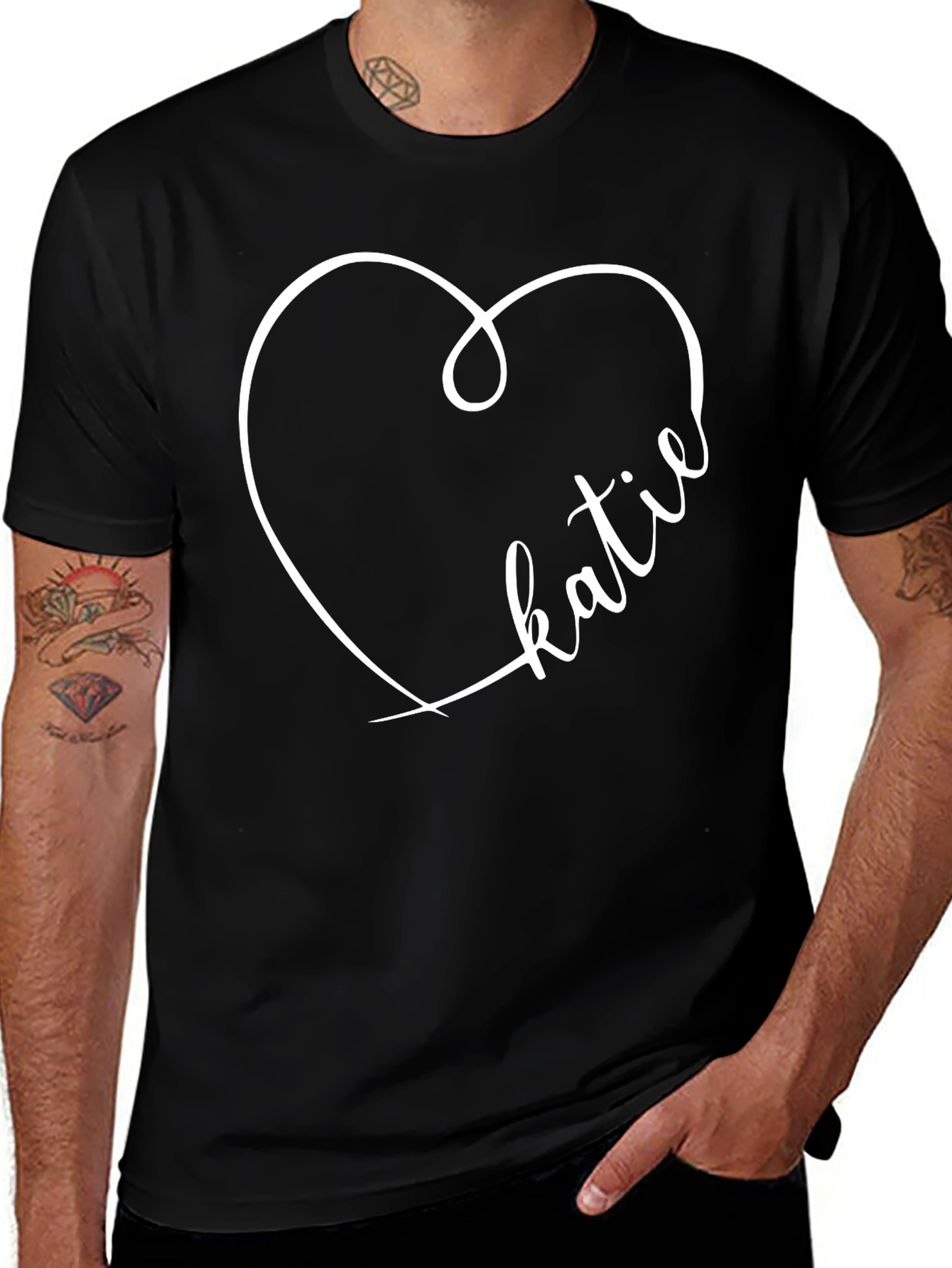 Heart Katie T-Shirt Black Casual Tee