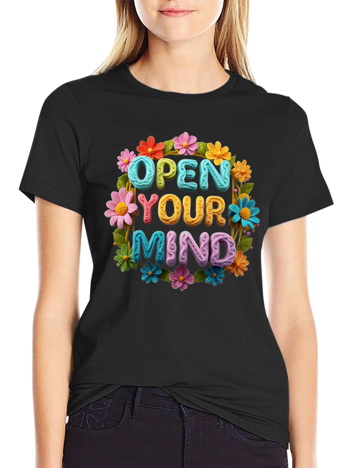 Open Your Mind Flower Graphic Tee
