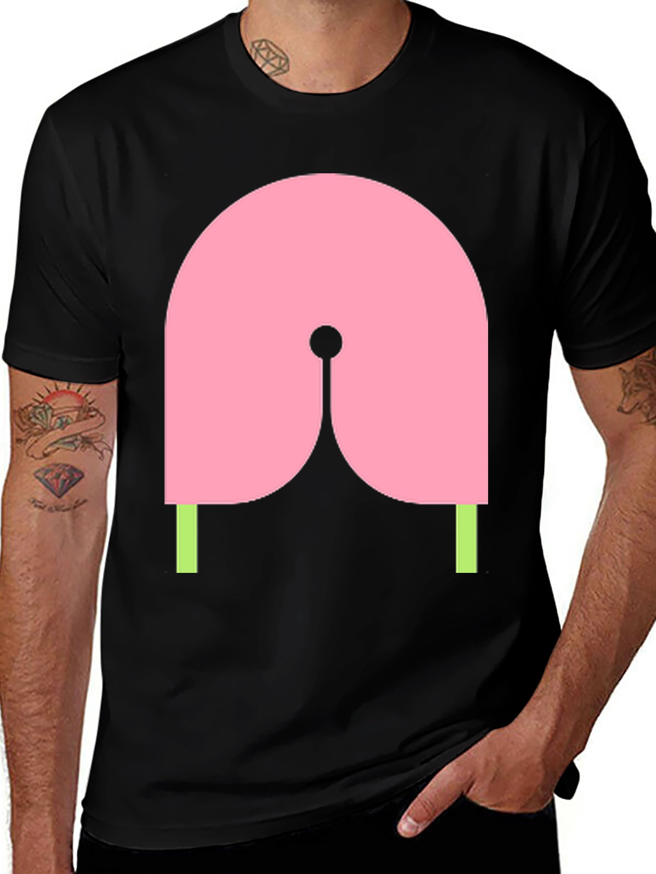 Abstract Graphic Tee - Pink & Green Design