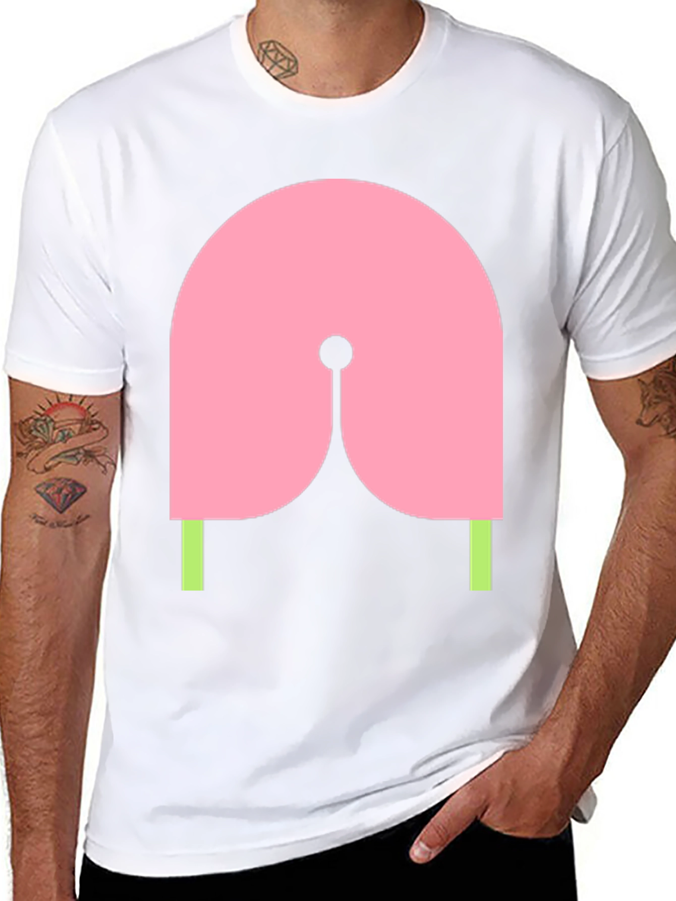 Abstract Graphic Tee - Pink & Green Design