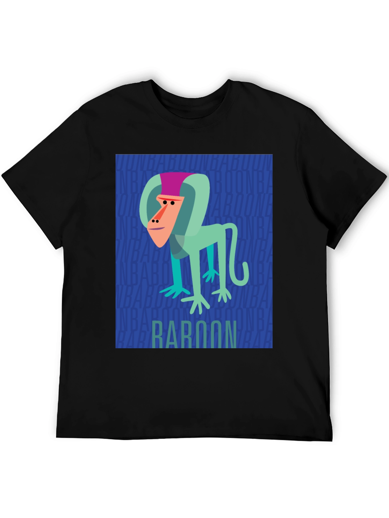 Baboon Graphic Print Mens Black T-Shirt