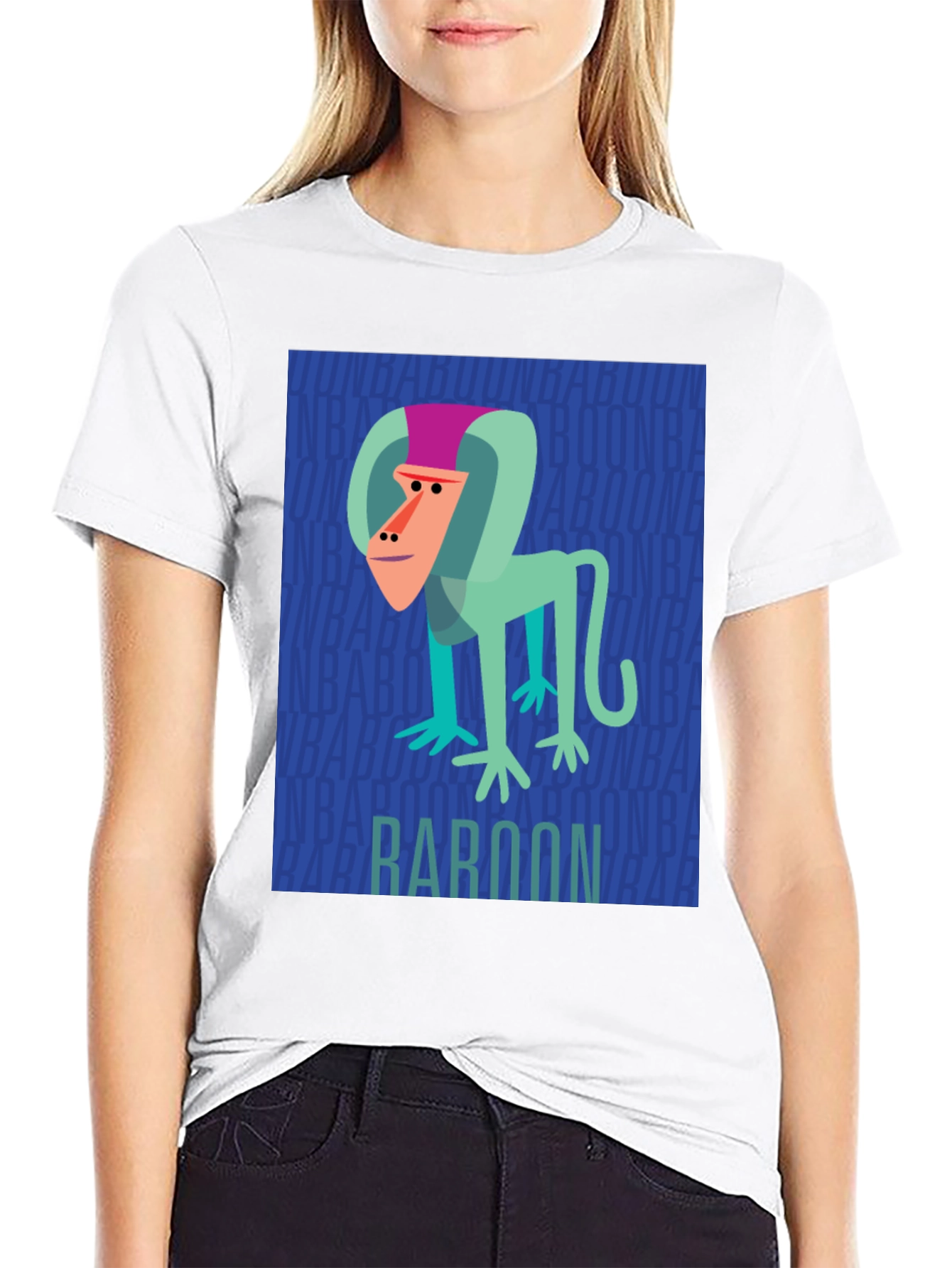 Baboon Graphic Print Mens Black T-Shirt