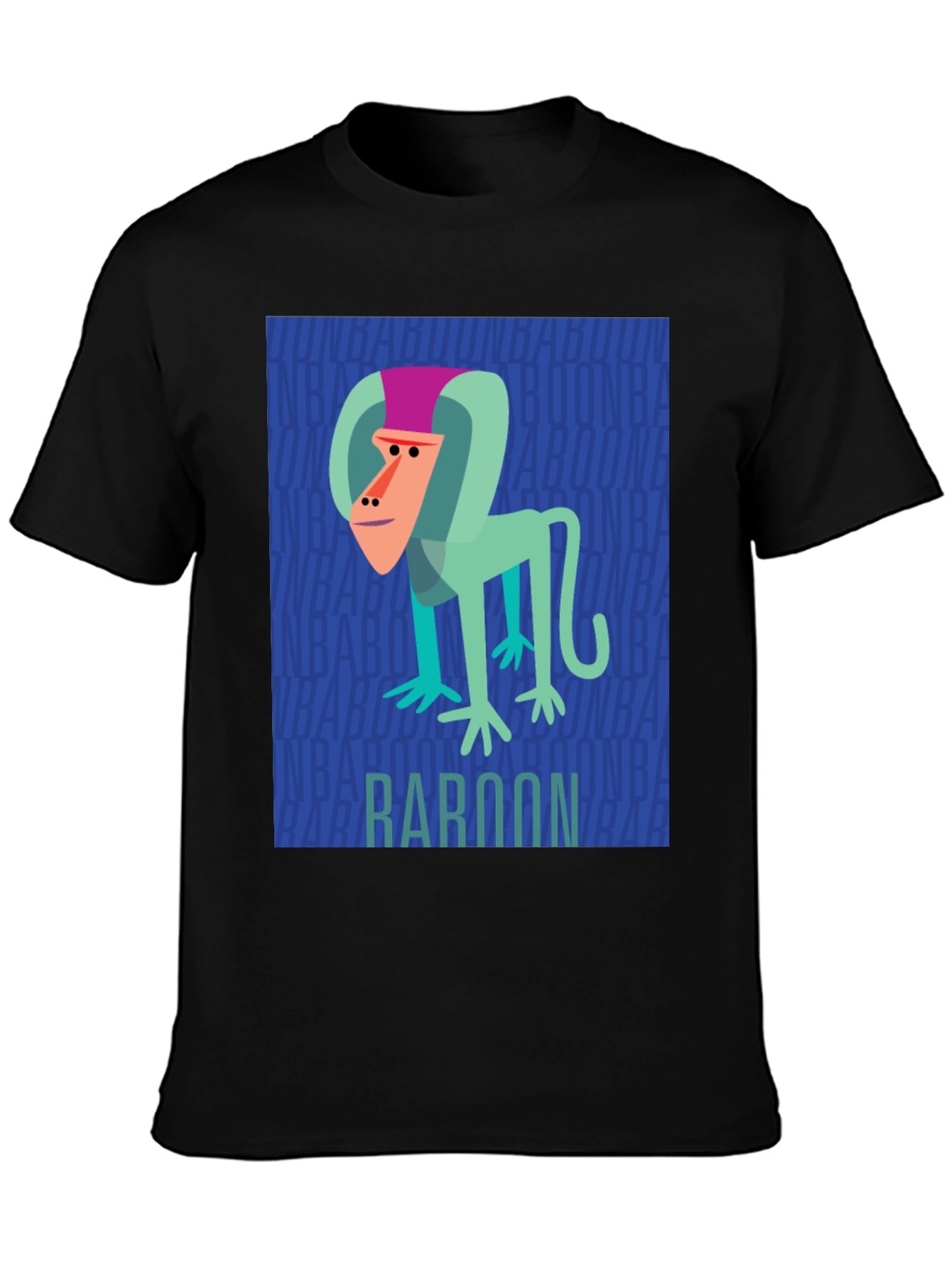 Baboon Graphic Print Mens Black T-Shirt