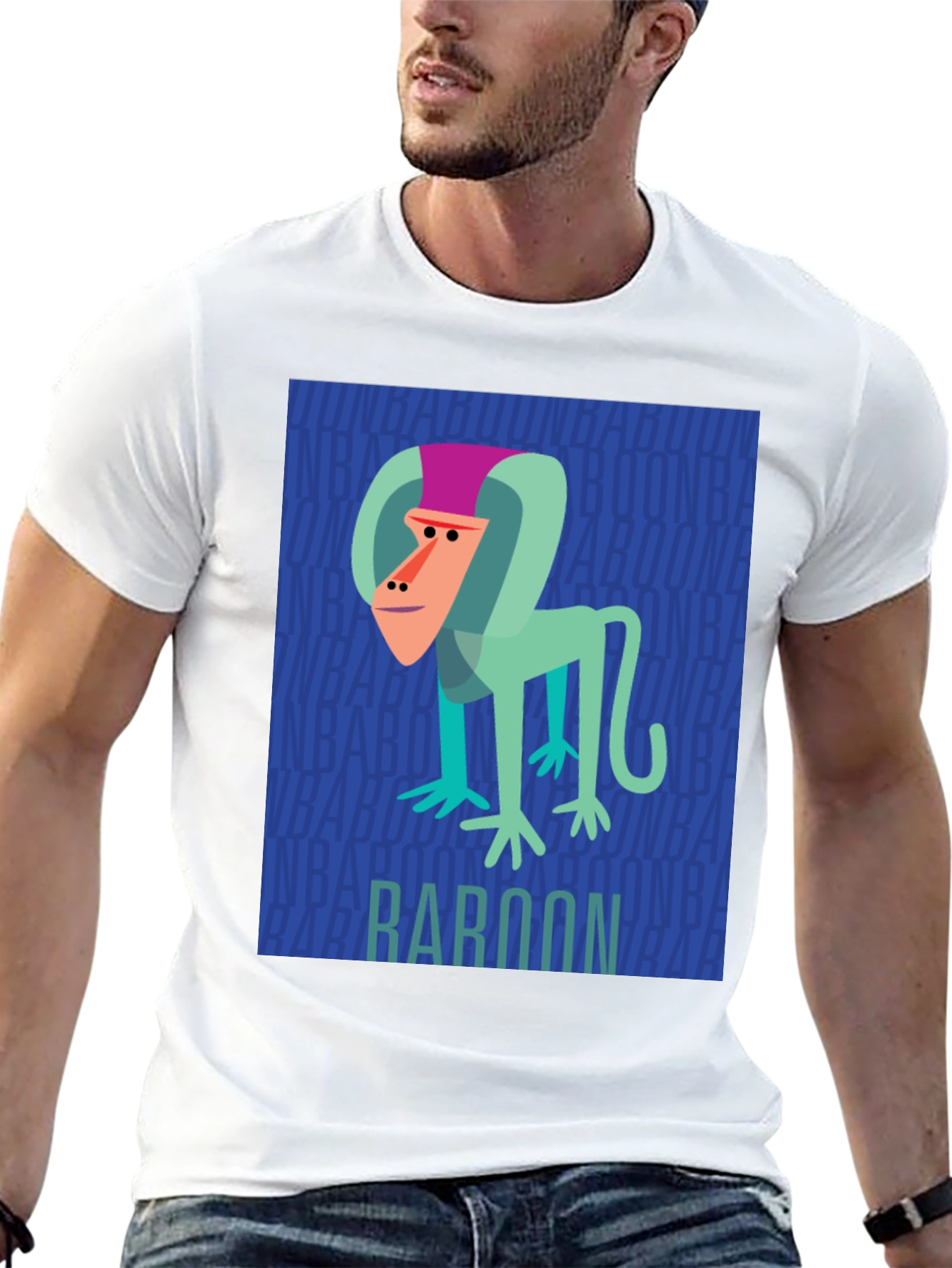 Baboon Graphic Print Mens Black T-Shirt