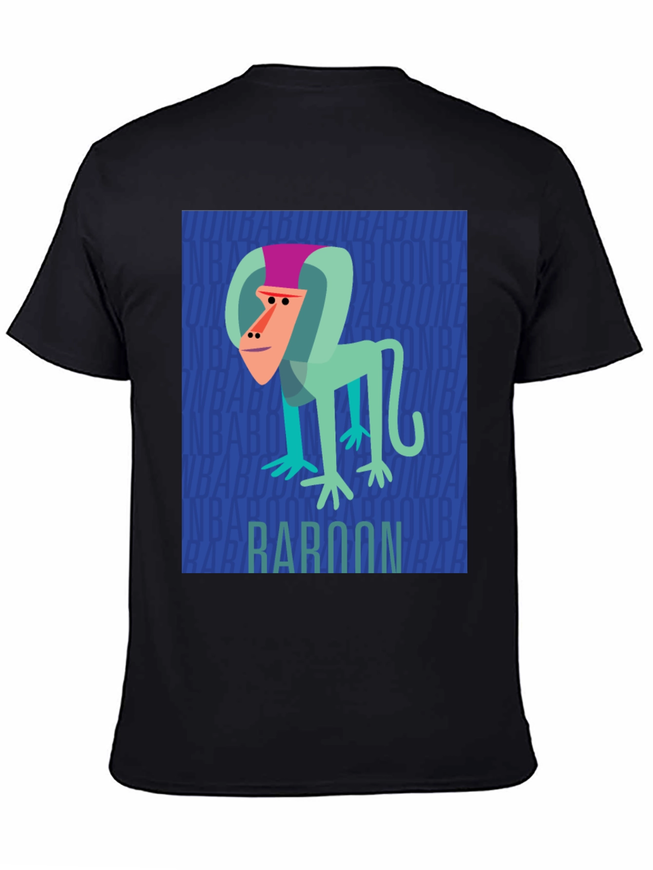 Baboon Graphic Print Mens Black T-Shirt
