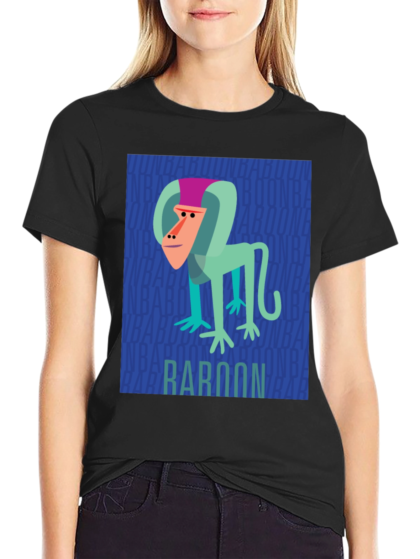 Baboon Graphic Print Mens Black T-Shirt