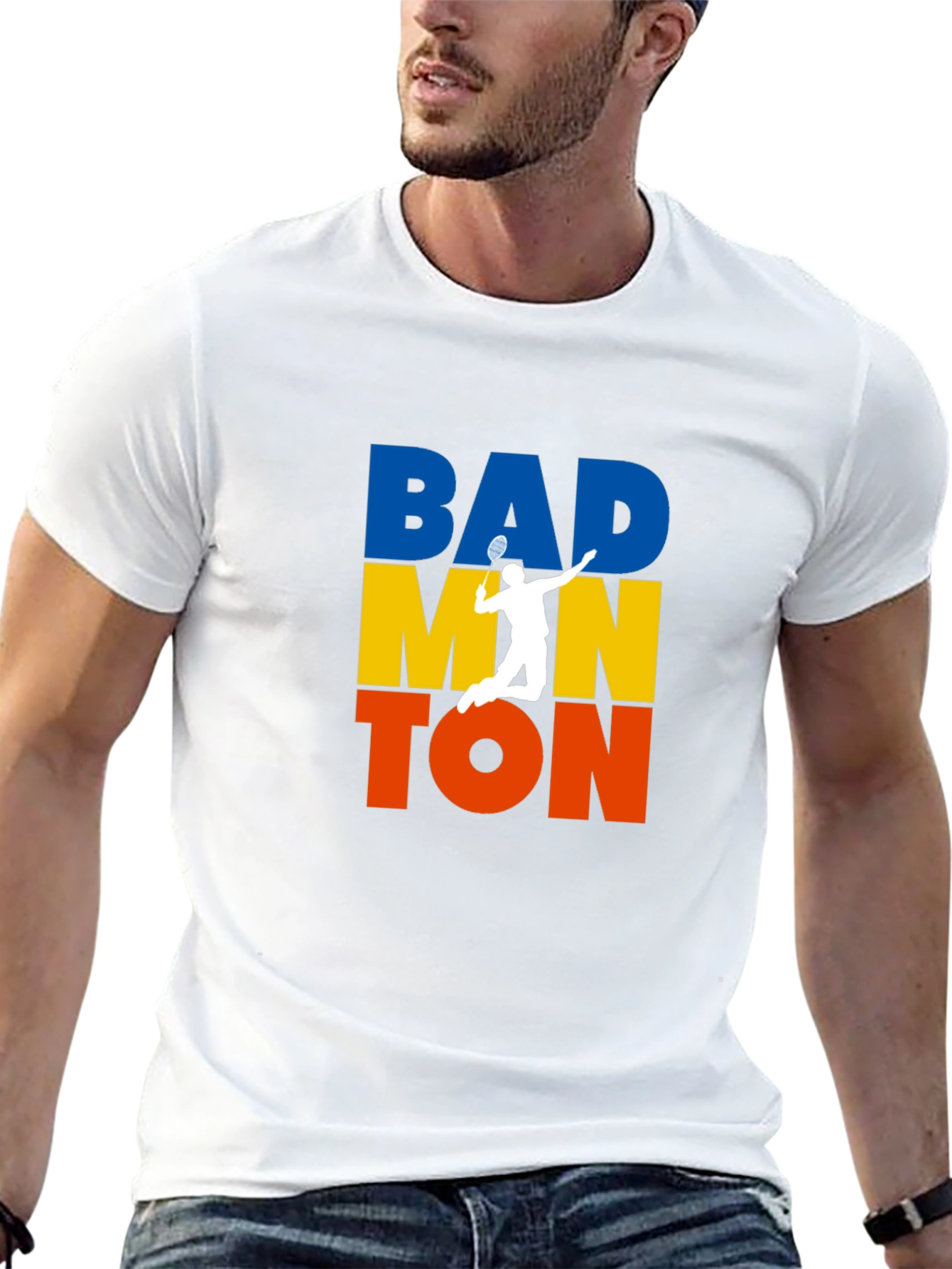 Badminton Player Graphic T-Shirt - Sporty Black Tee