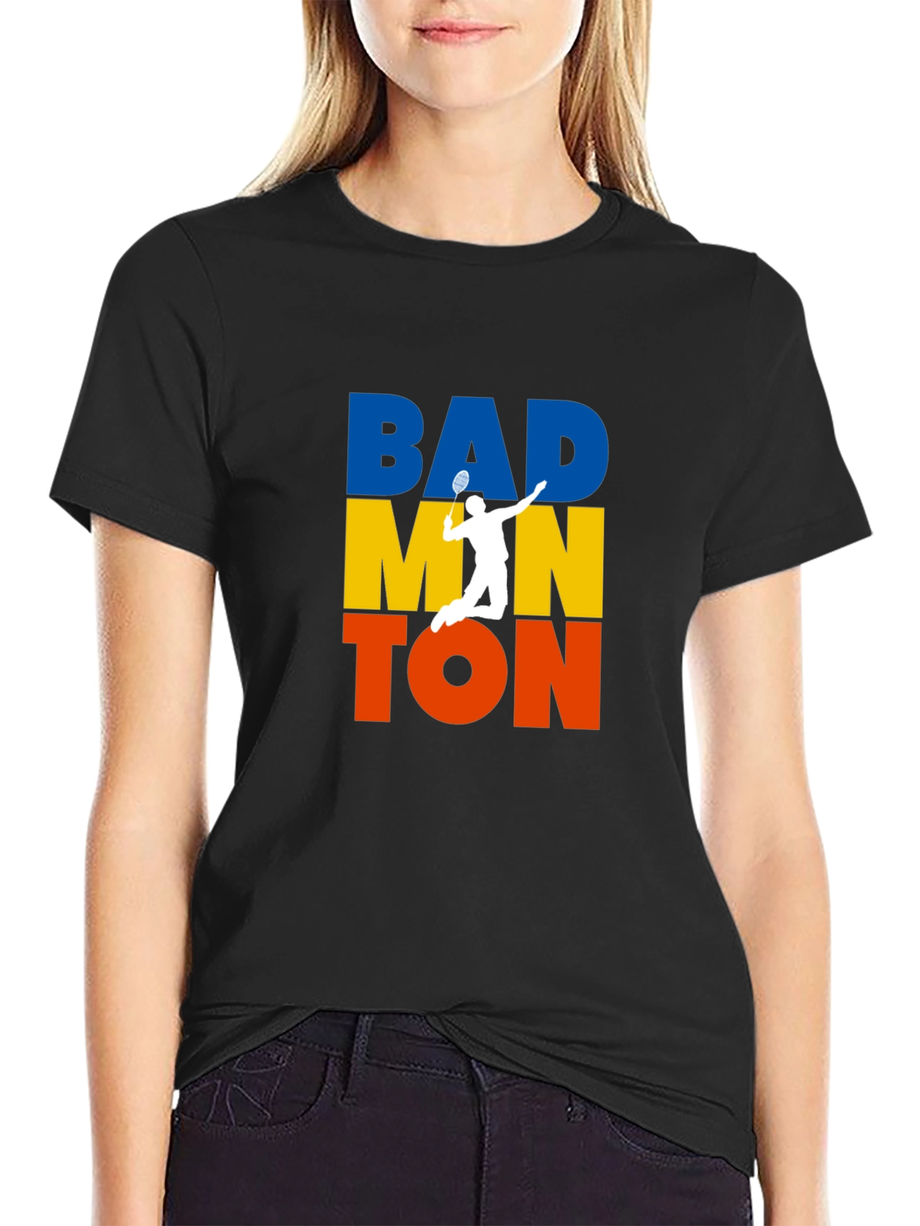 Badminton Player Graphic T-Shirt - Sporty Black Tee
