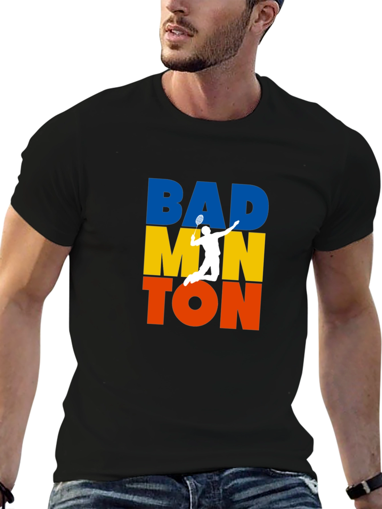 Badminton Player Graphic T-Shirt - Sporty Black Tee