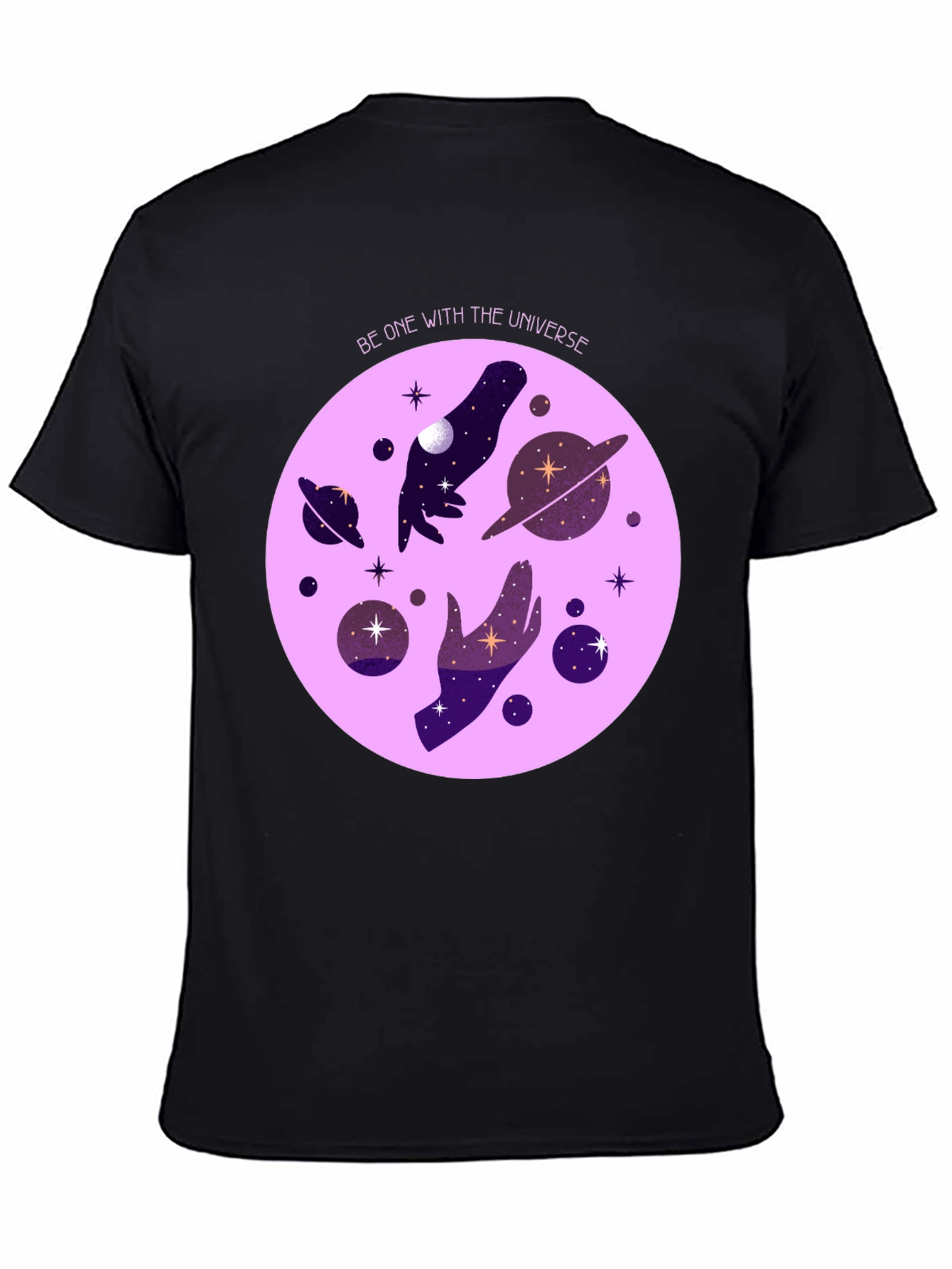 Cosmic Universe Graphic T-Shirt - Celestial Hands Design