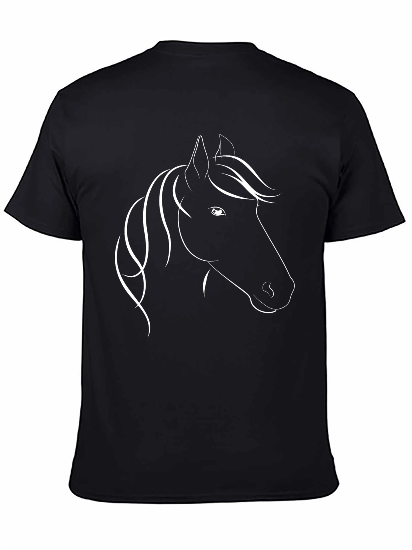Black T-Shirt with Horse Design