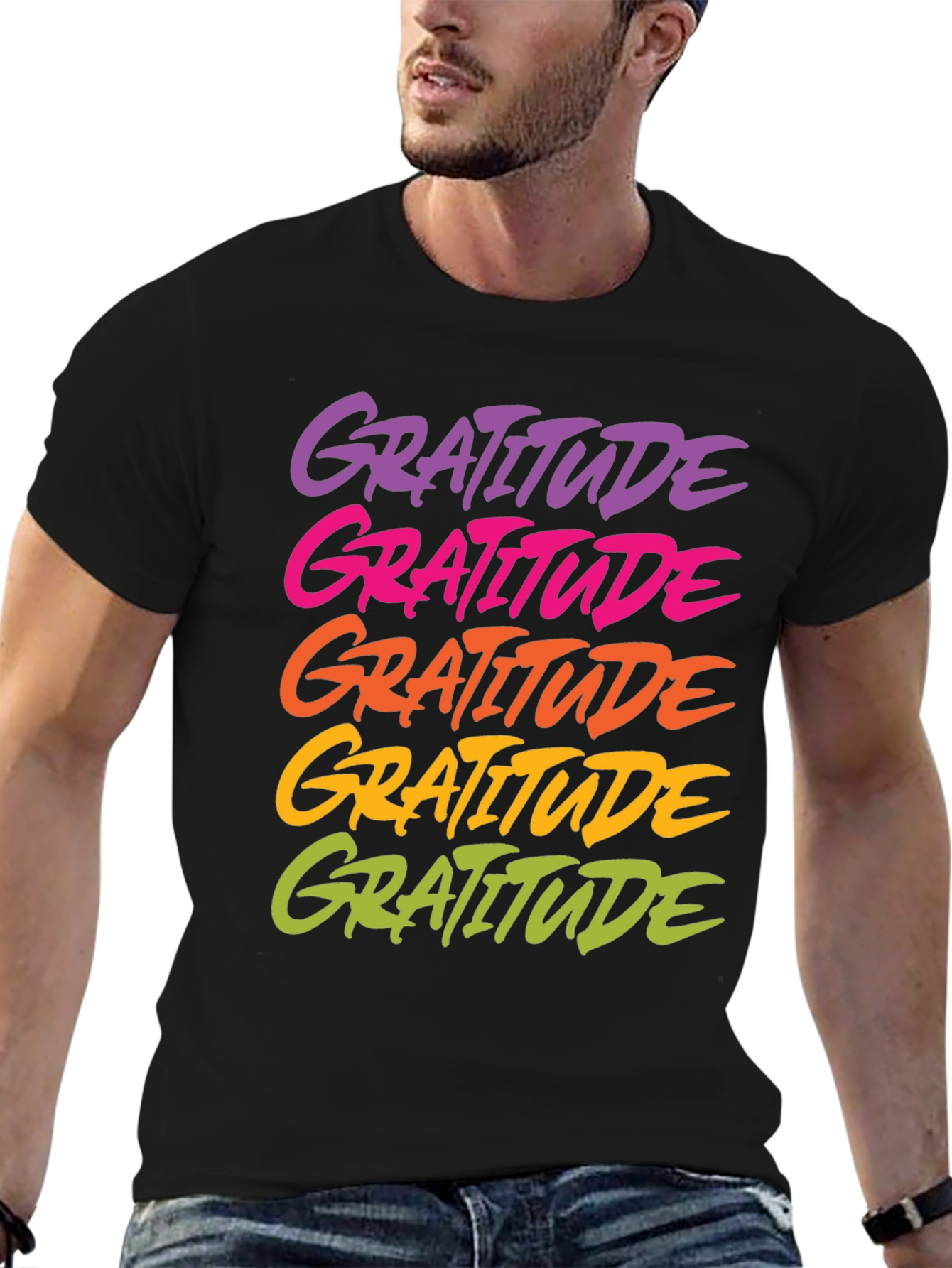 Gratitude Graphic Tee - Black Casual Shirt