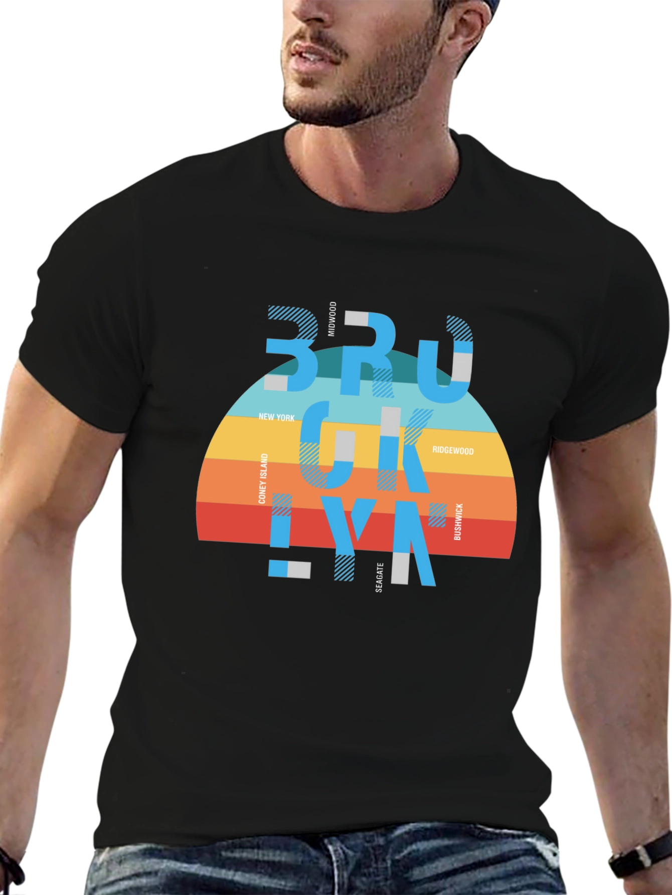 Brooklyn Graphic Tee - Retro Striped Design