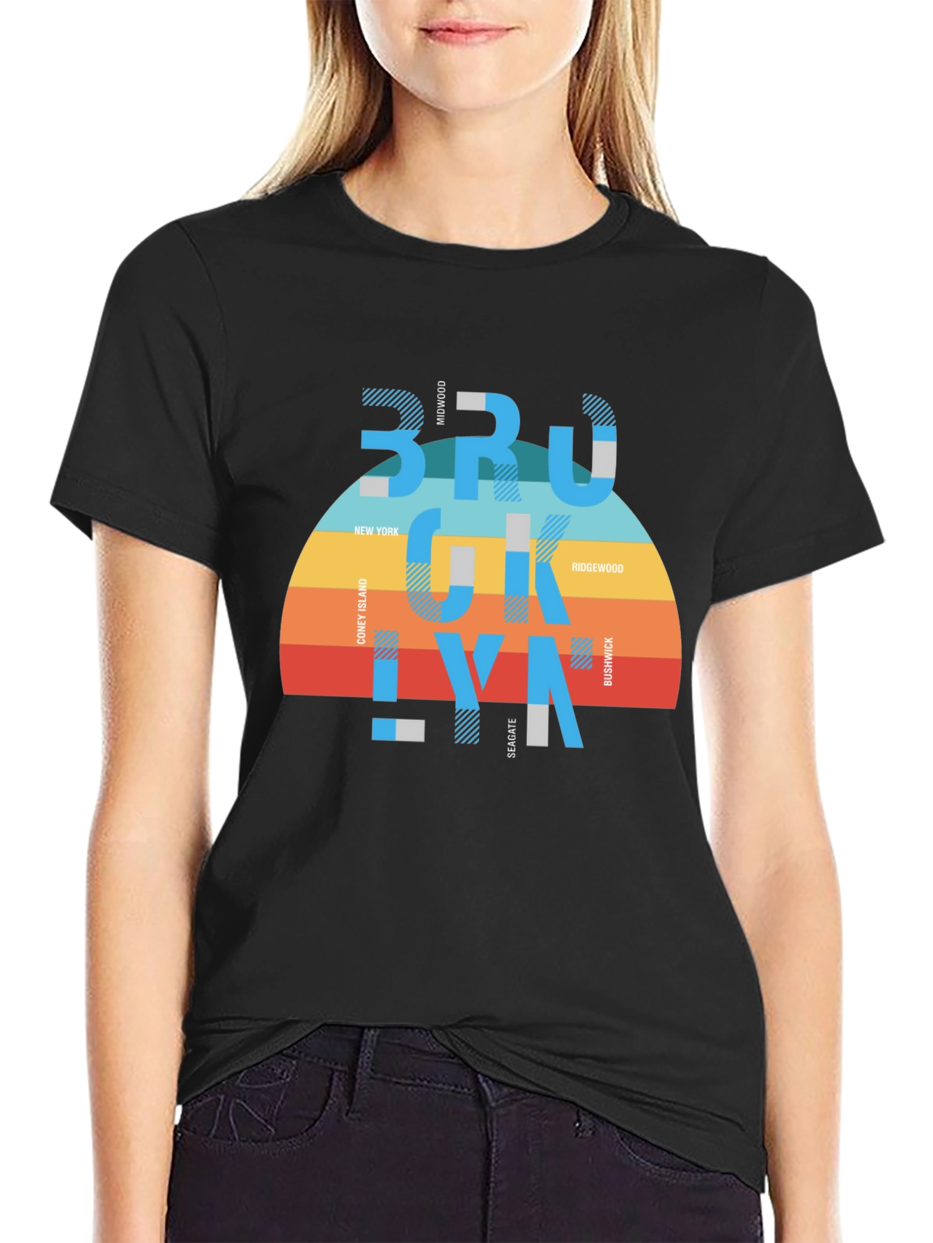 Brooklyn Graphic Tee - Retro Striped Design
