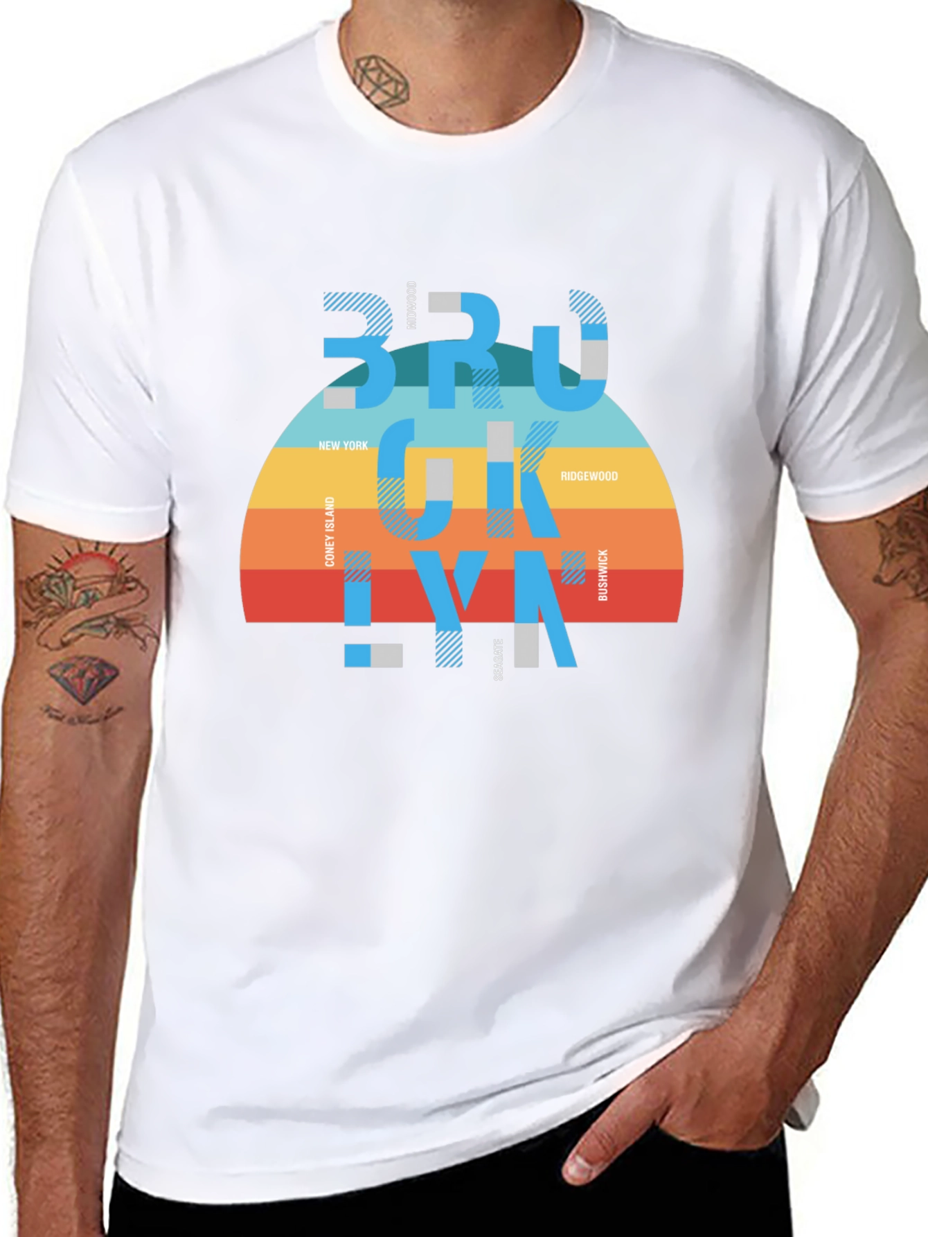 Brooklyn Graphic Tee - Retro Striped Design