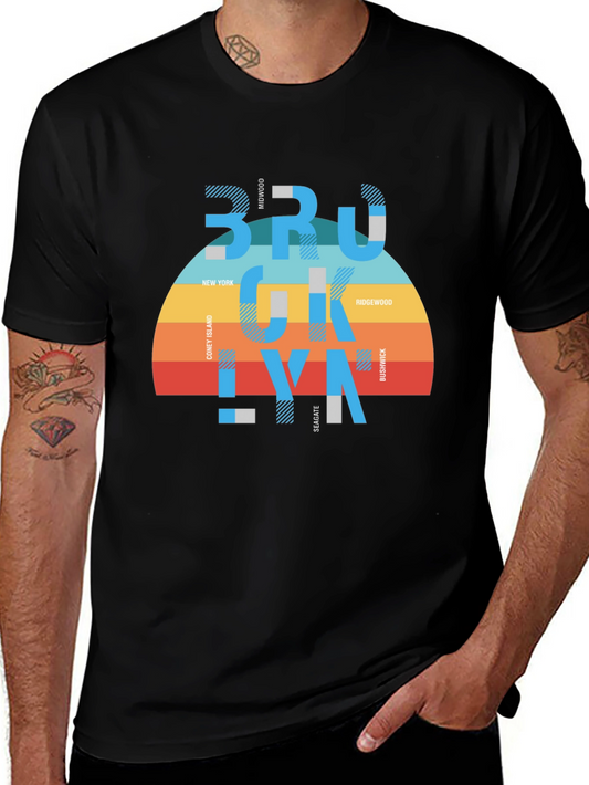 Brooklyn Graphic Tee - Retro Striped Design