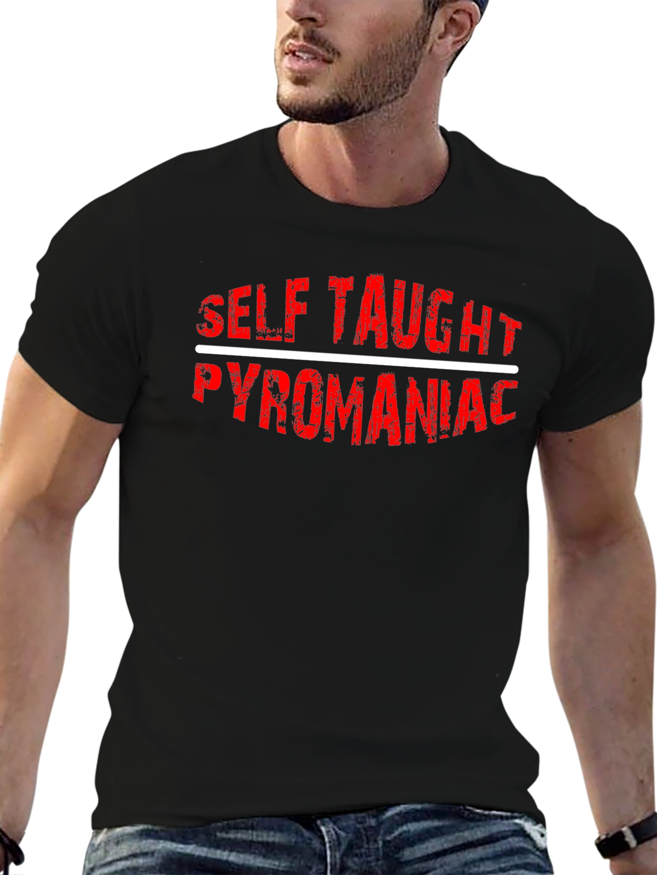 Self-Taught Pyromaniac Black Graphic T-Shirt