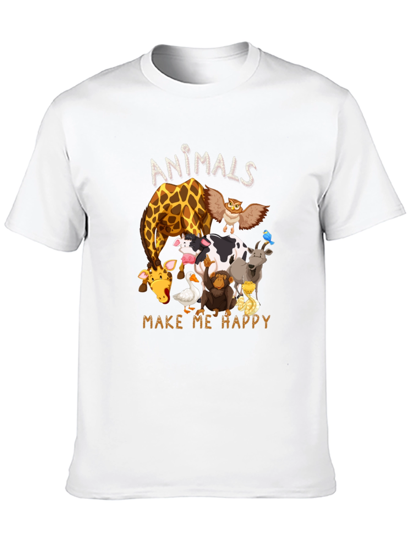 Animals Make Me Happy Black T-Shirt