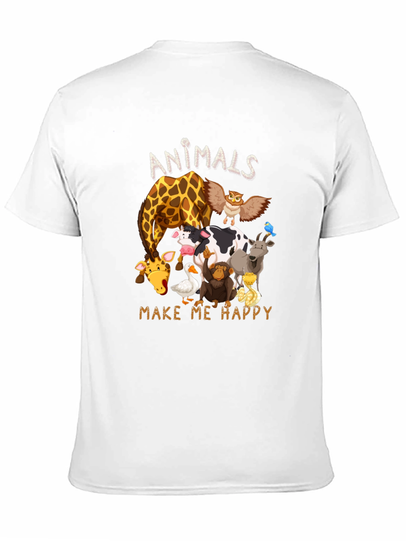 Animals Make Me Happy Black T-Shirt