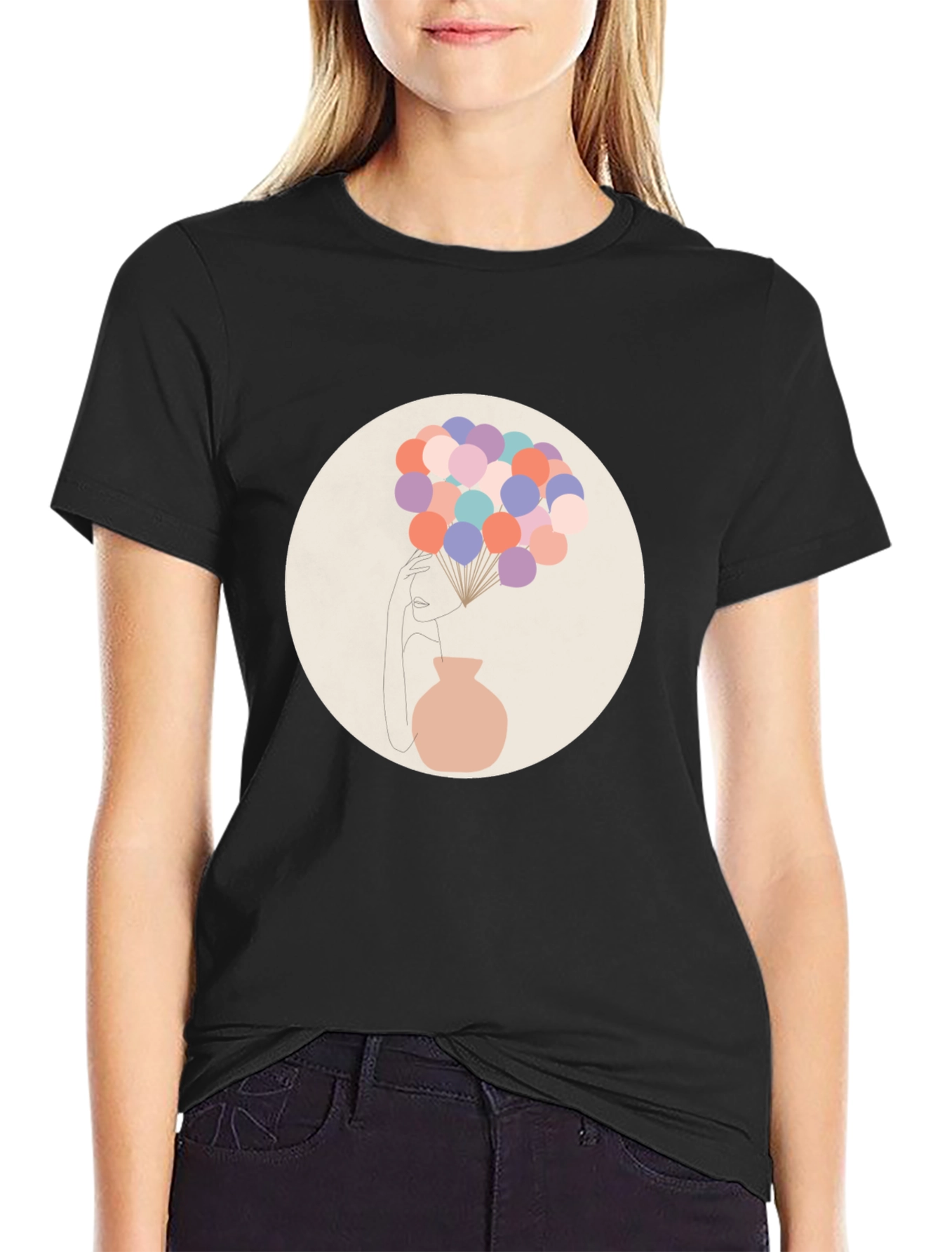 Abstract Art T-Shirt - Balloons and Vase Design