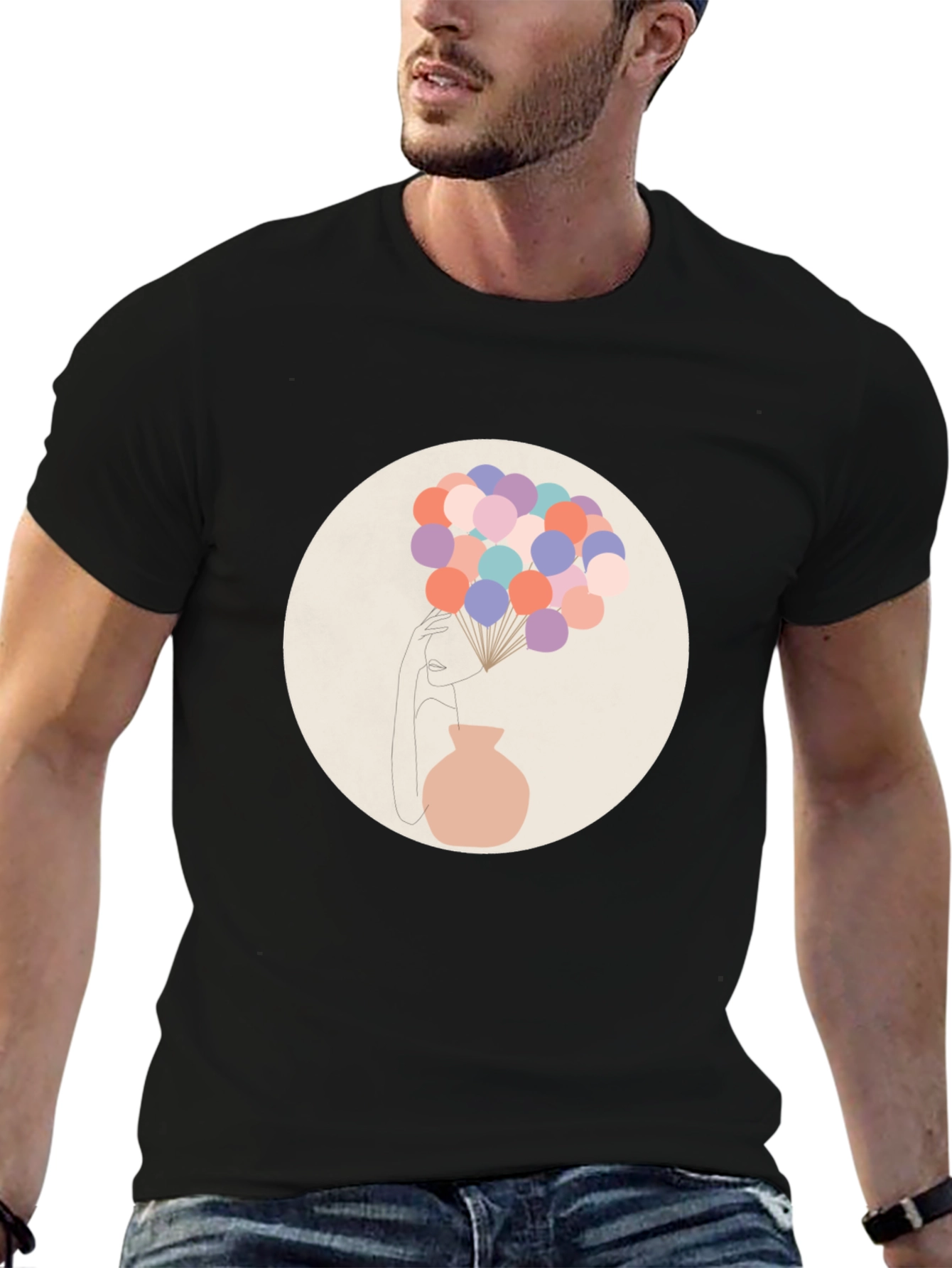 Abstract Art T-Shirt - Balloons and Vase Design