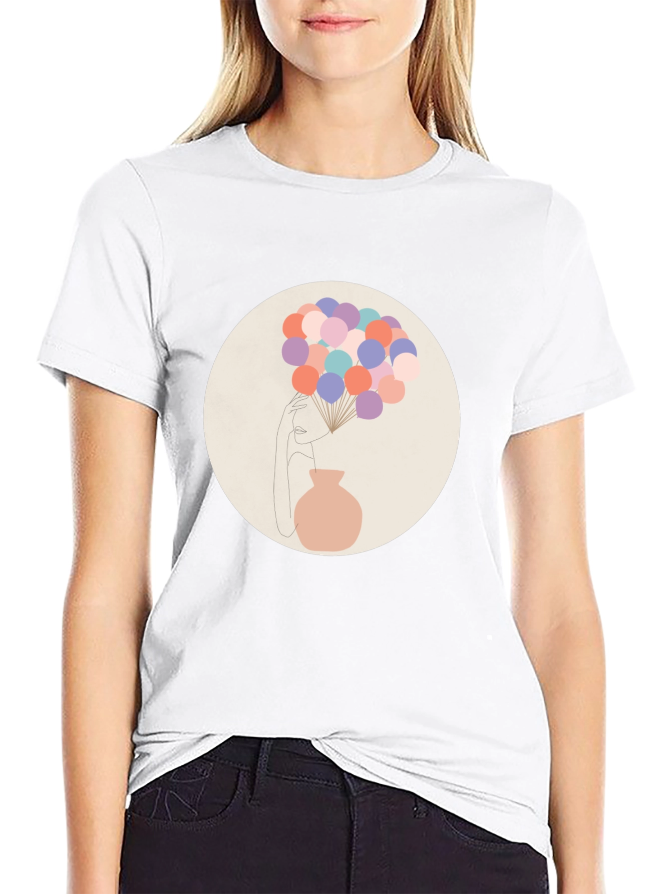 Abstract Art T-Shirt - Balloons and Vase Design