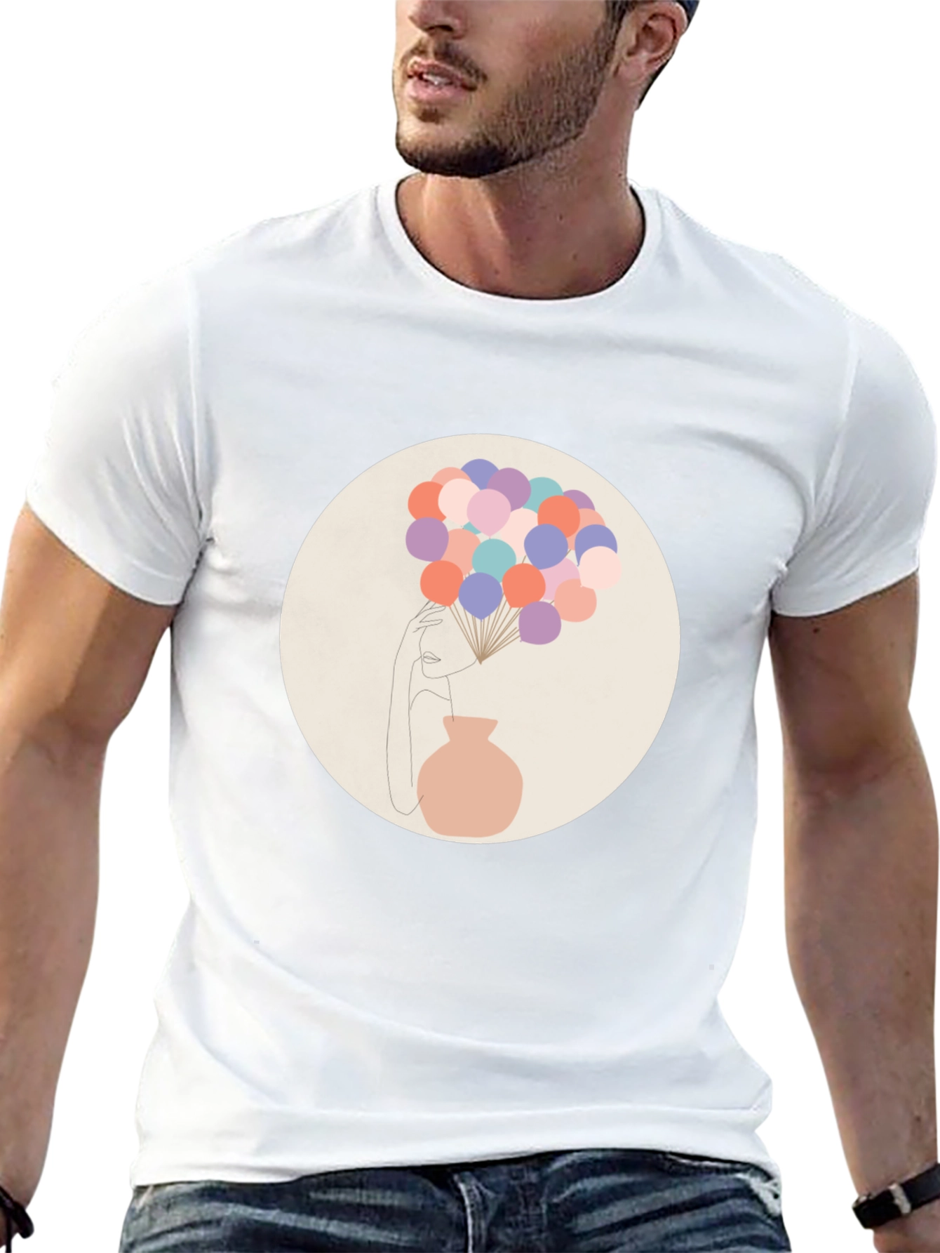 Abstract Art T-Shirt - Balloons and Vase Design