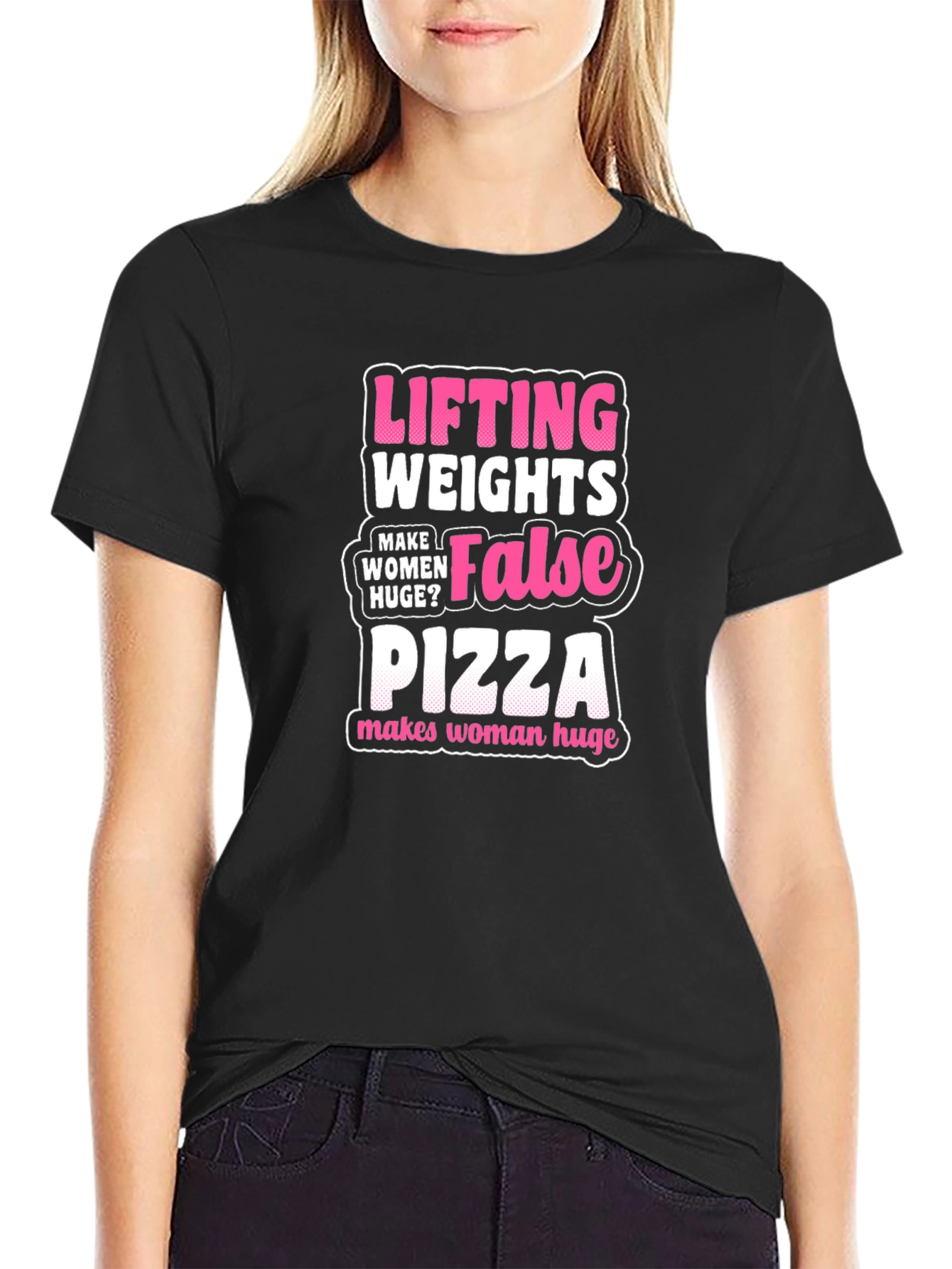 Funny Lifting Pizza T-Shirt - Makes Women Huge