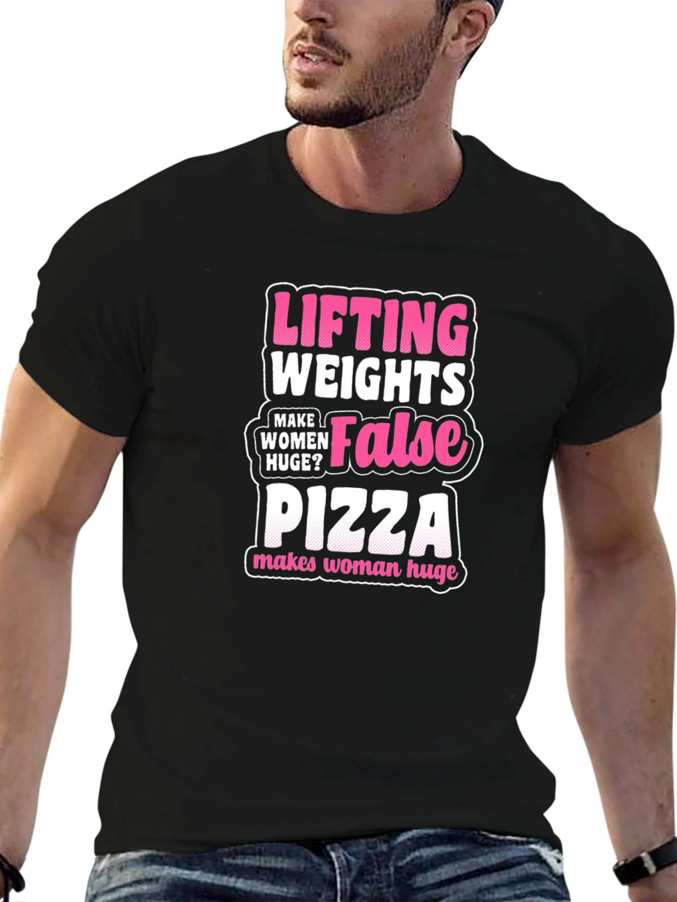 Funny Lifting Pizza T-Shirt - Makes Women Huge
