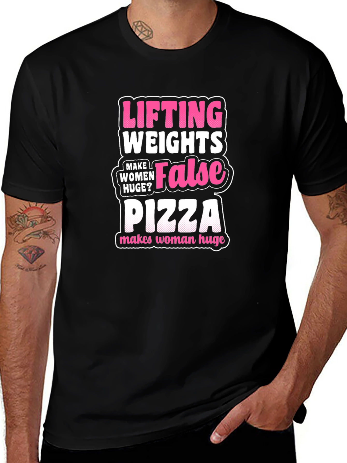Funny Lifting Pizza T-Shirt - Makes Women Huge