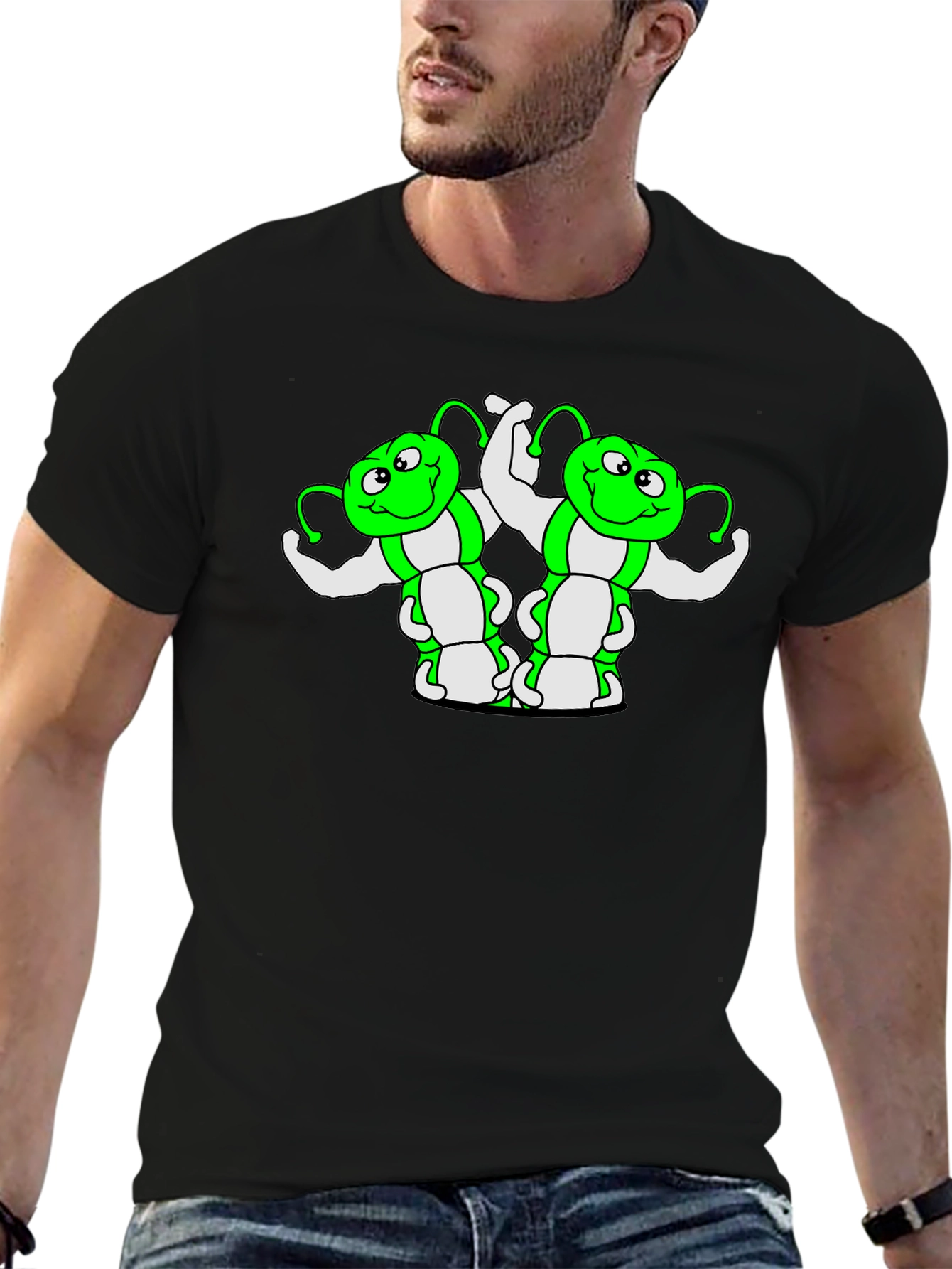 Funny Green Caterpillar Muscle T-Shirt