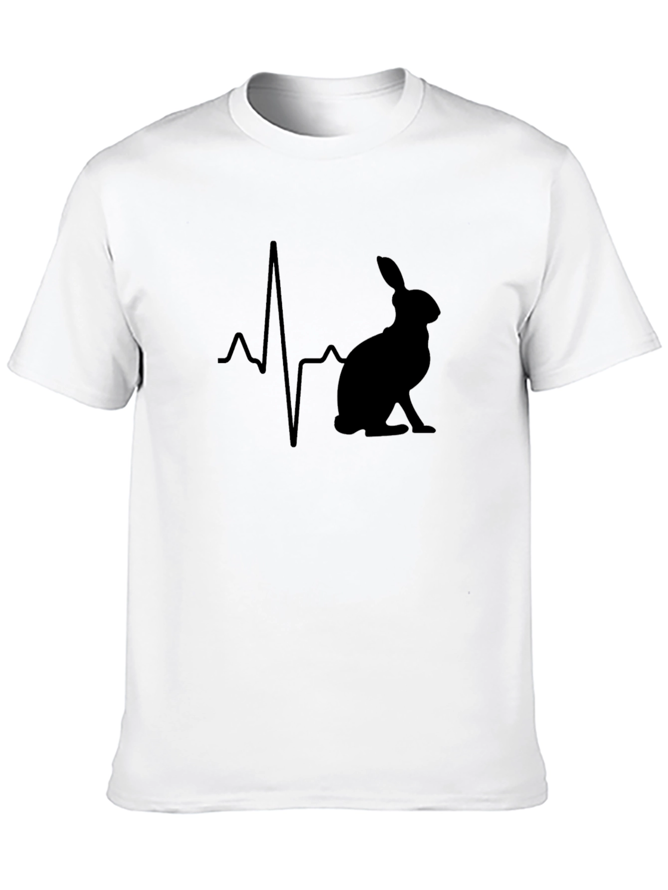 Rabbit Heartbeat Graphic T-Shirt - Black Cotton