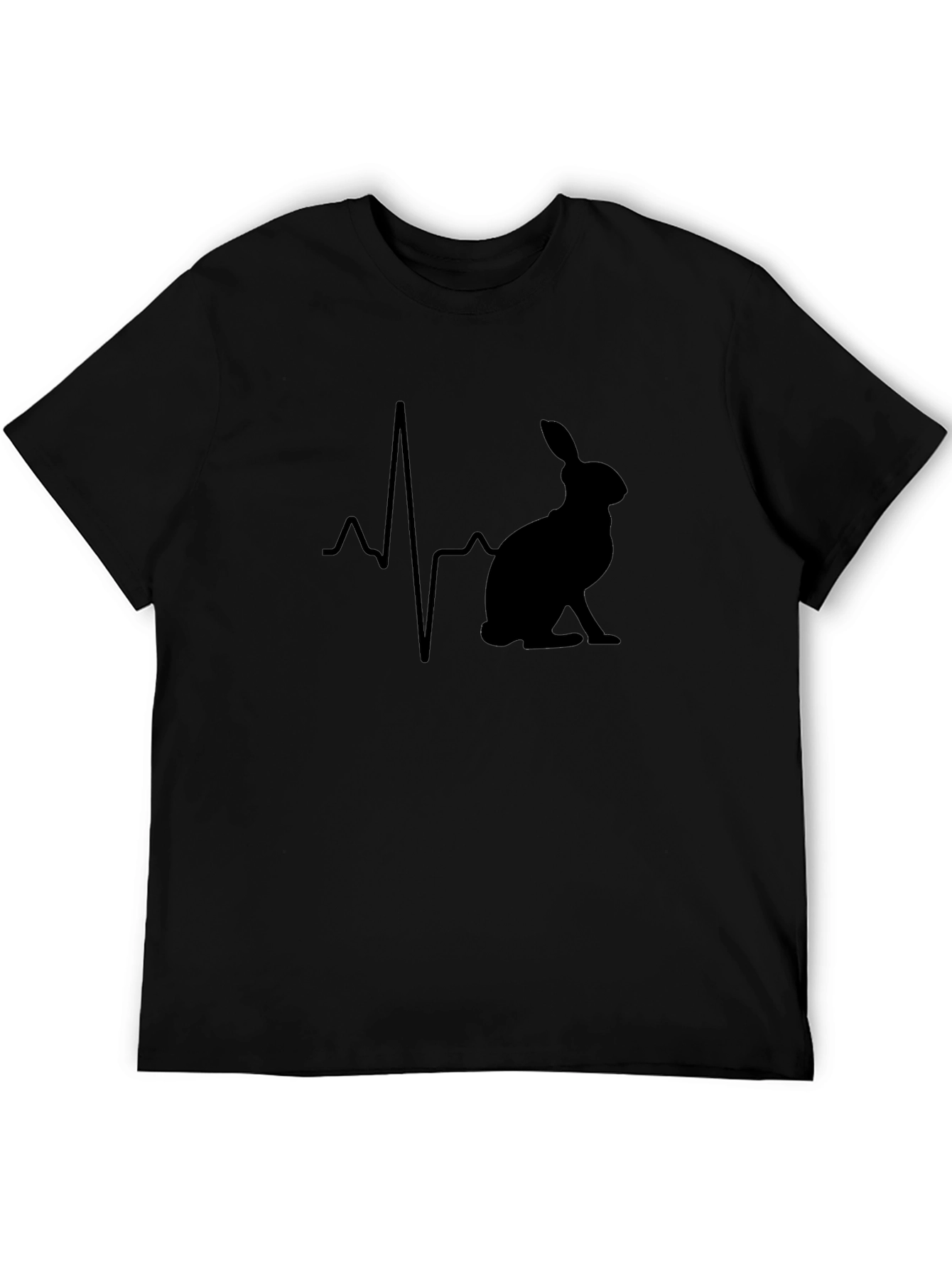 Rabbit Heartbeat Graphic T-Shirt - Black Cotton